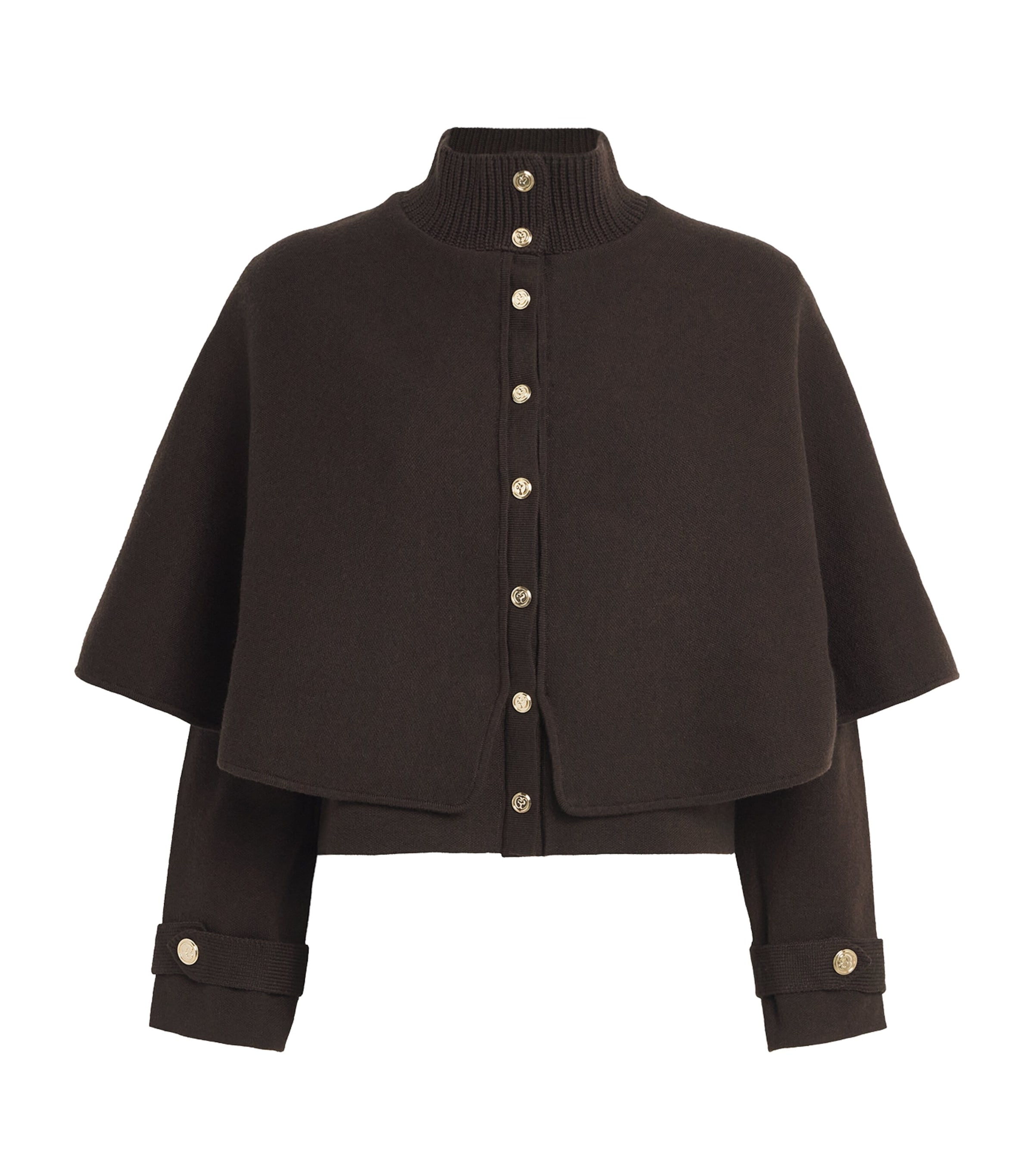 Maje Womens Cape-Effect Cardigan Dark Brown