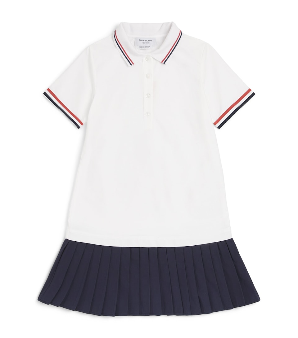 Thom Browne Kids Cotton Pleated Oxford Dress (2-12 Years) White