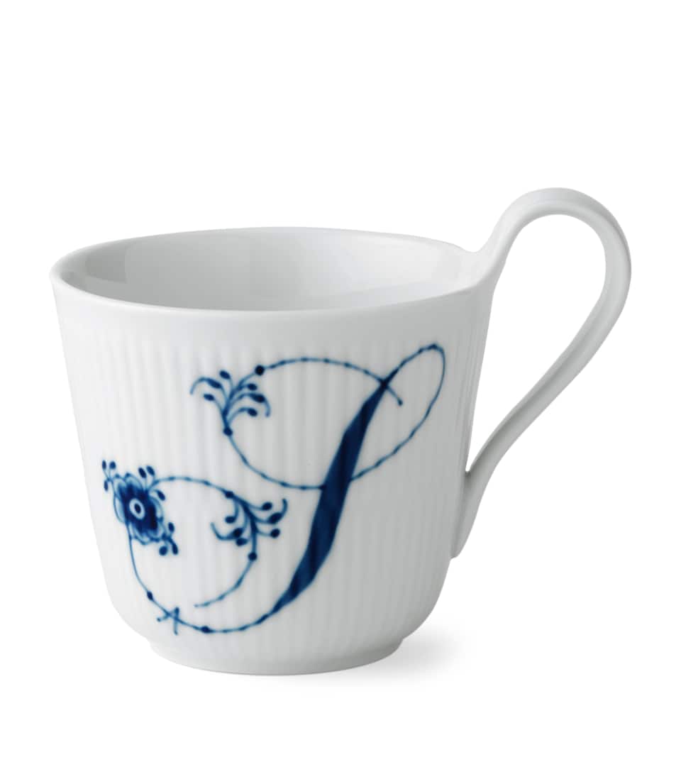 Royal Copenhagen Porcelain Fluted Alphabet Mug Blue