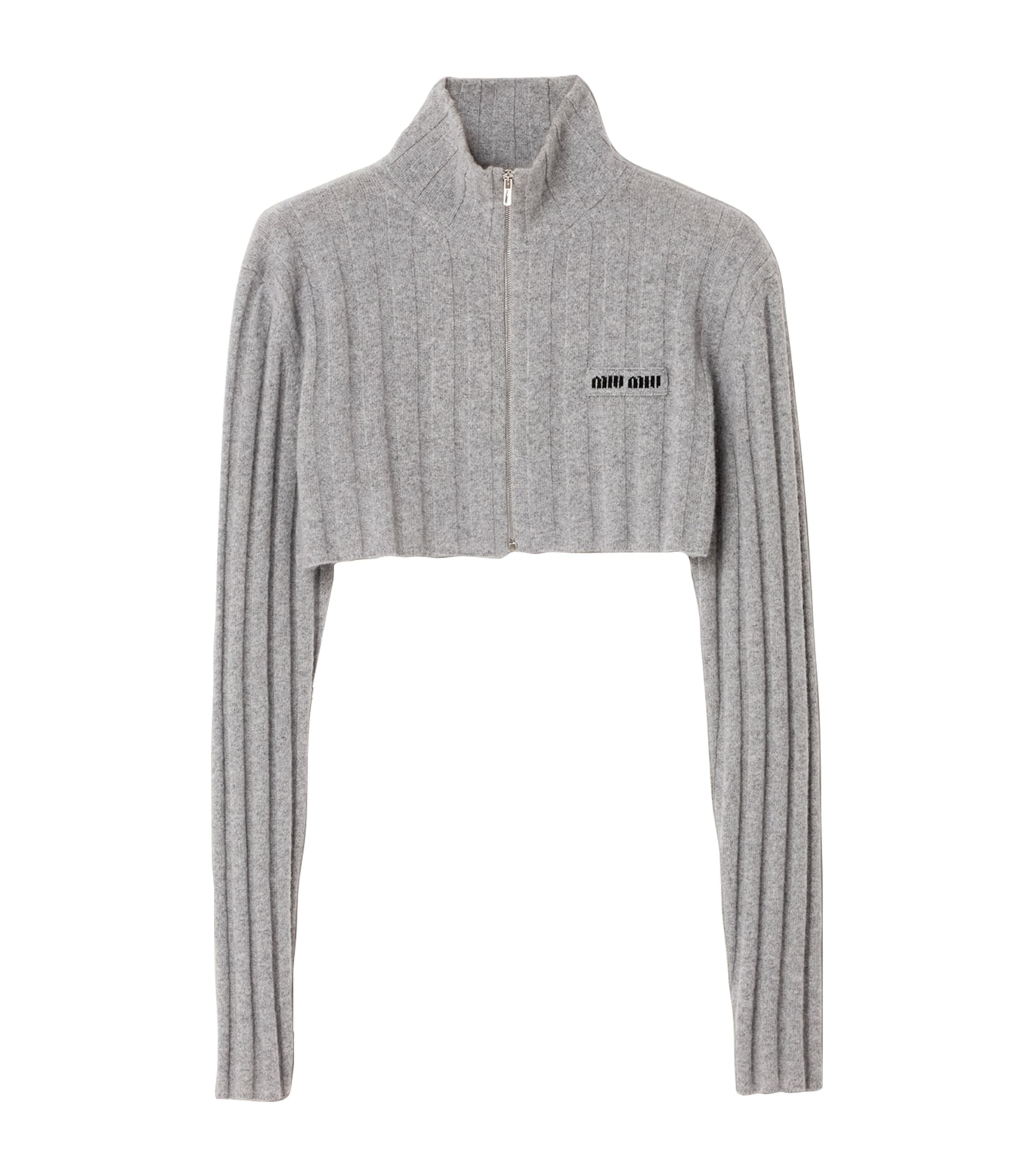 Miu Miu Womens Wool-Cashmere Cropped Cardigan