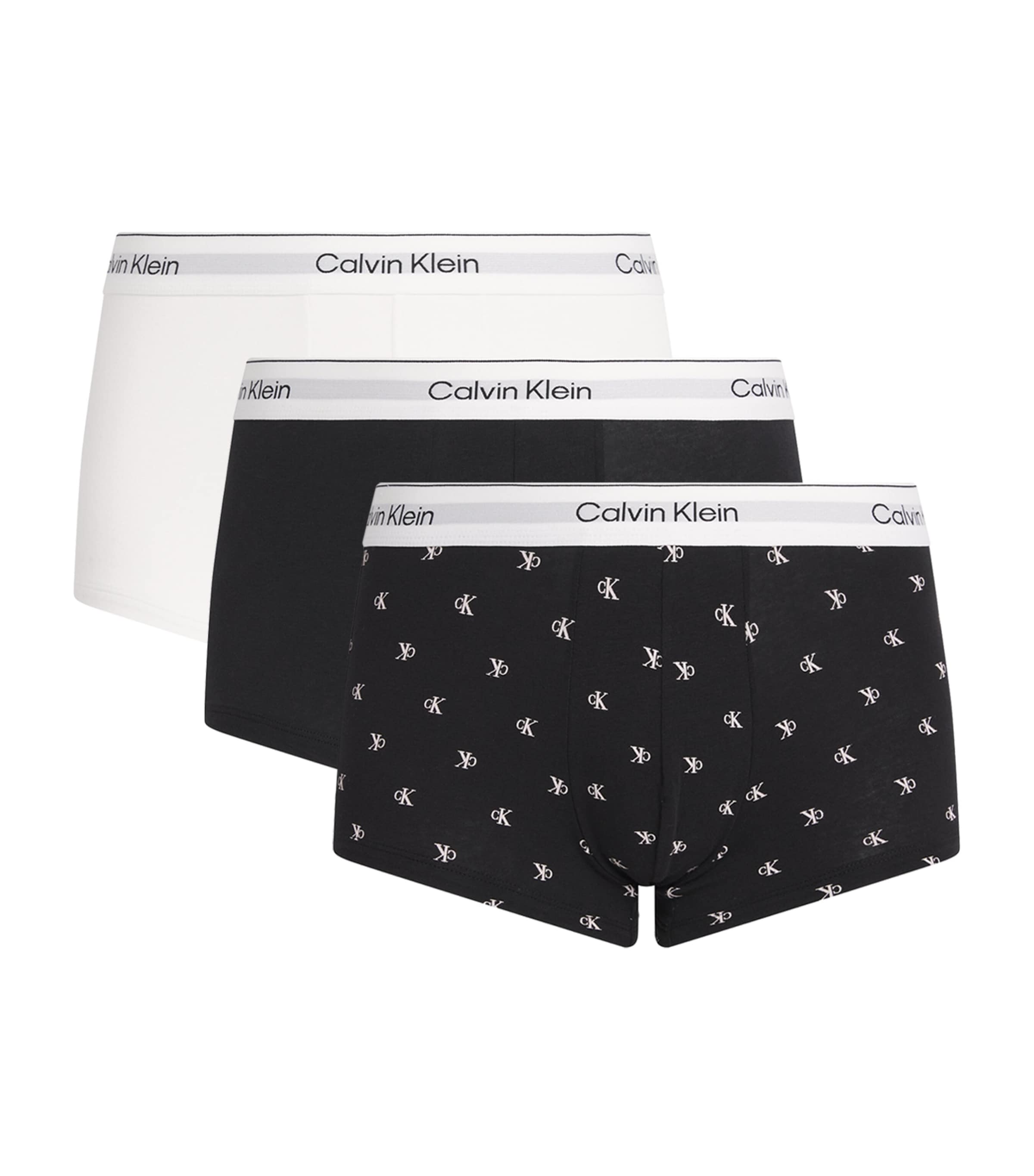 Calvin Klein Mens Cotton Stretch Icon Low-Rise Trunks (Pack of 3) Multi