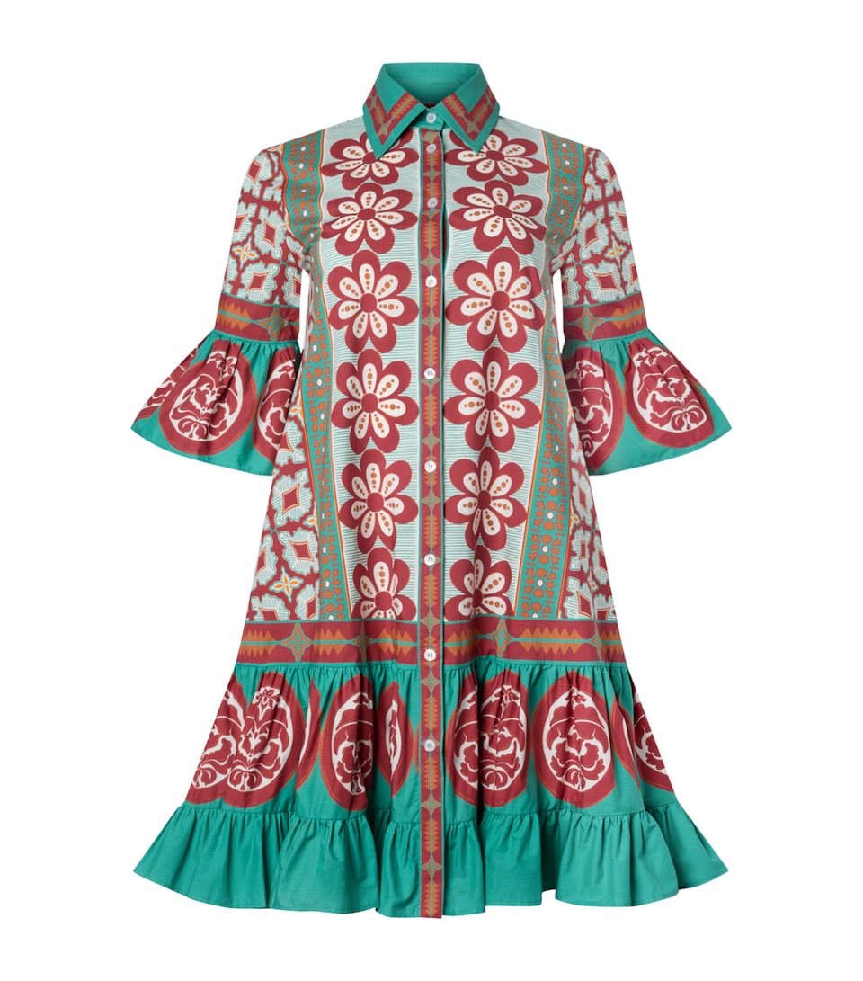 Cotton Printed Choux Mini Dress