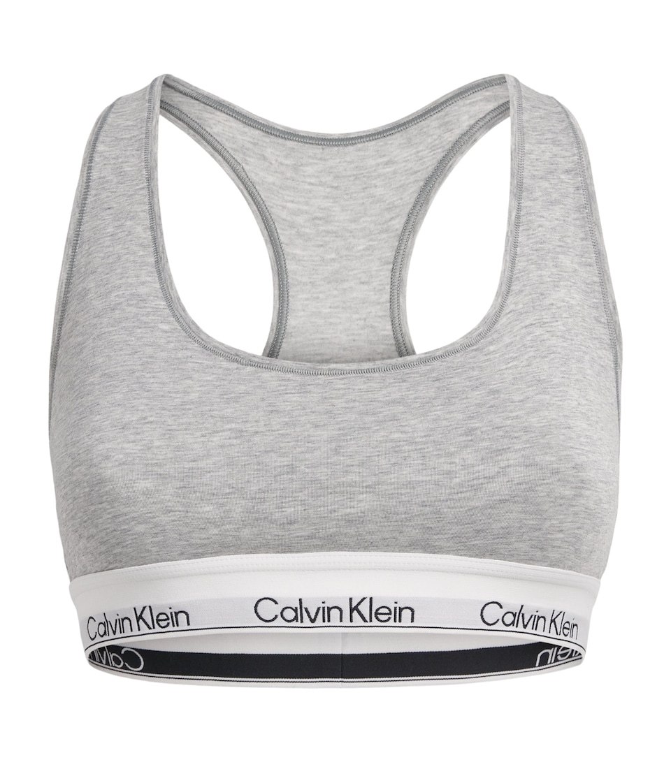 Calvin Klein Womens Cotton-Blend Icon Unlined Bralette Grey Heather