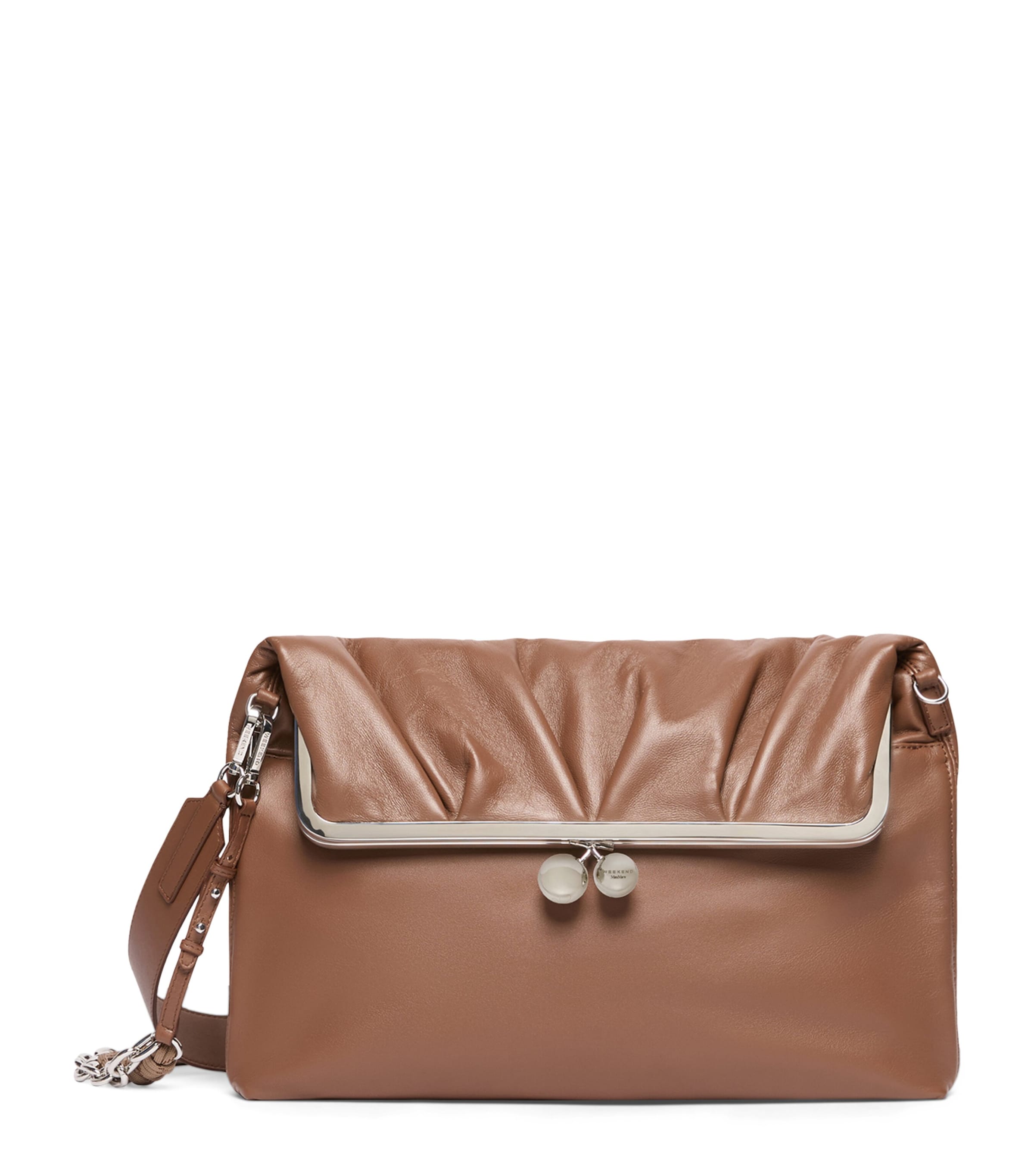 Weekend Max Mara Ram Leather Pasticcino Clutch Bag Tobacco