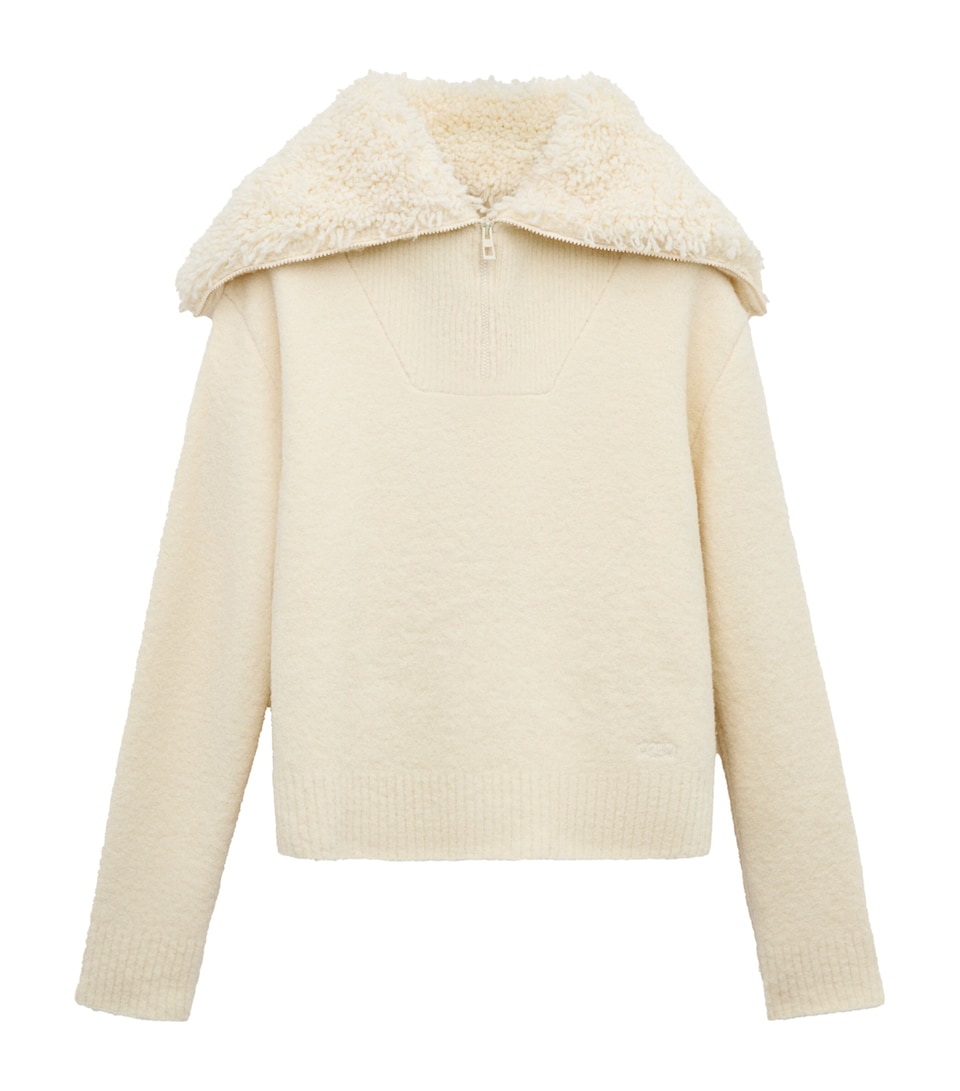 LOEWE Womens Wool-Blend Zip-Up Sweater Ecru