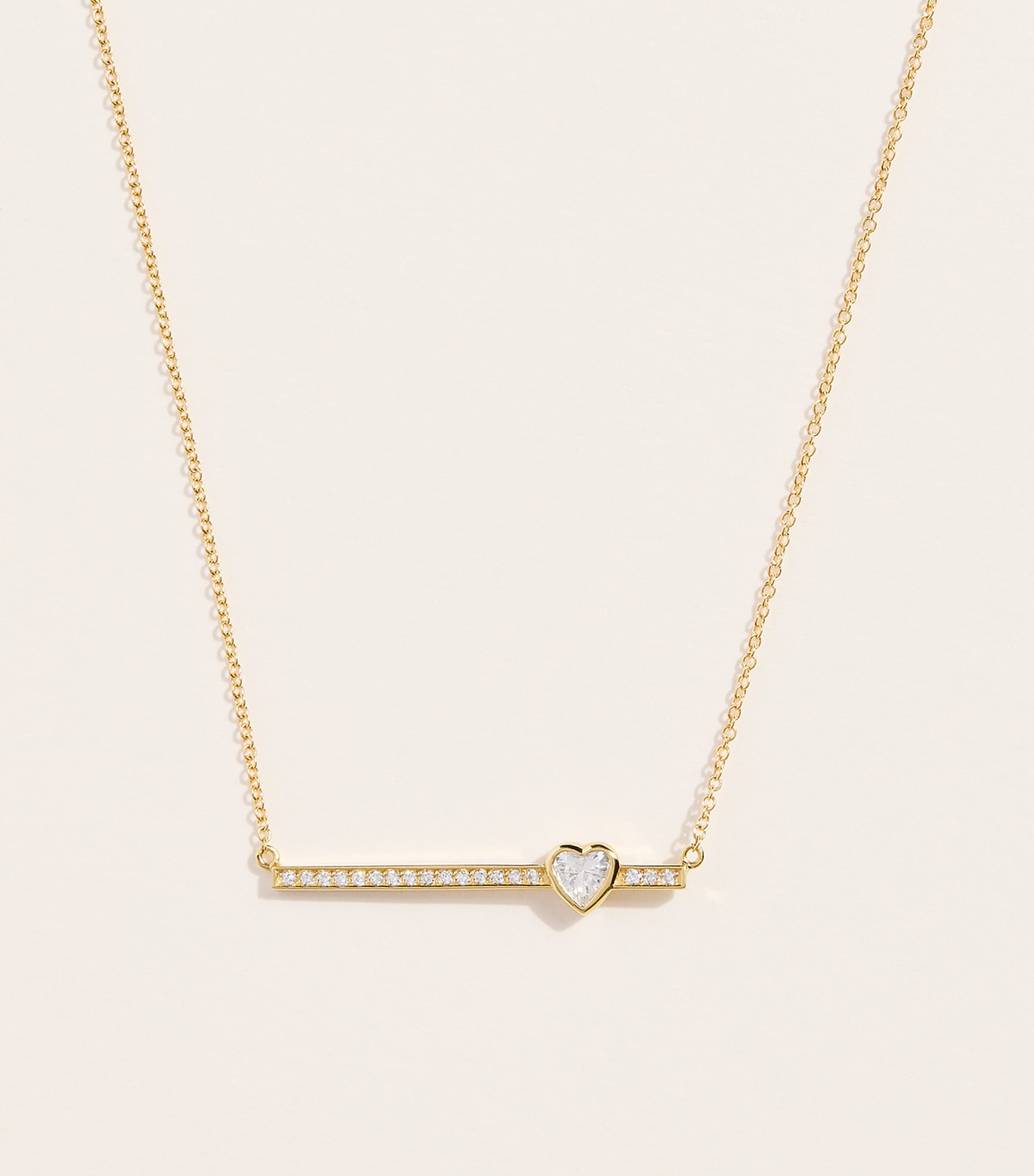 Jennifer Meyer Yellow Gold and Diamond Heart Stick Necklace Yellow Gold