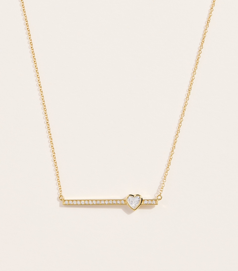 Jennifer Meyer Yellow Gold and Diamond Heart Stick Necklace Yellow Gold