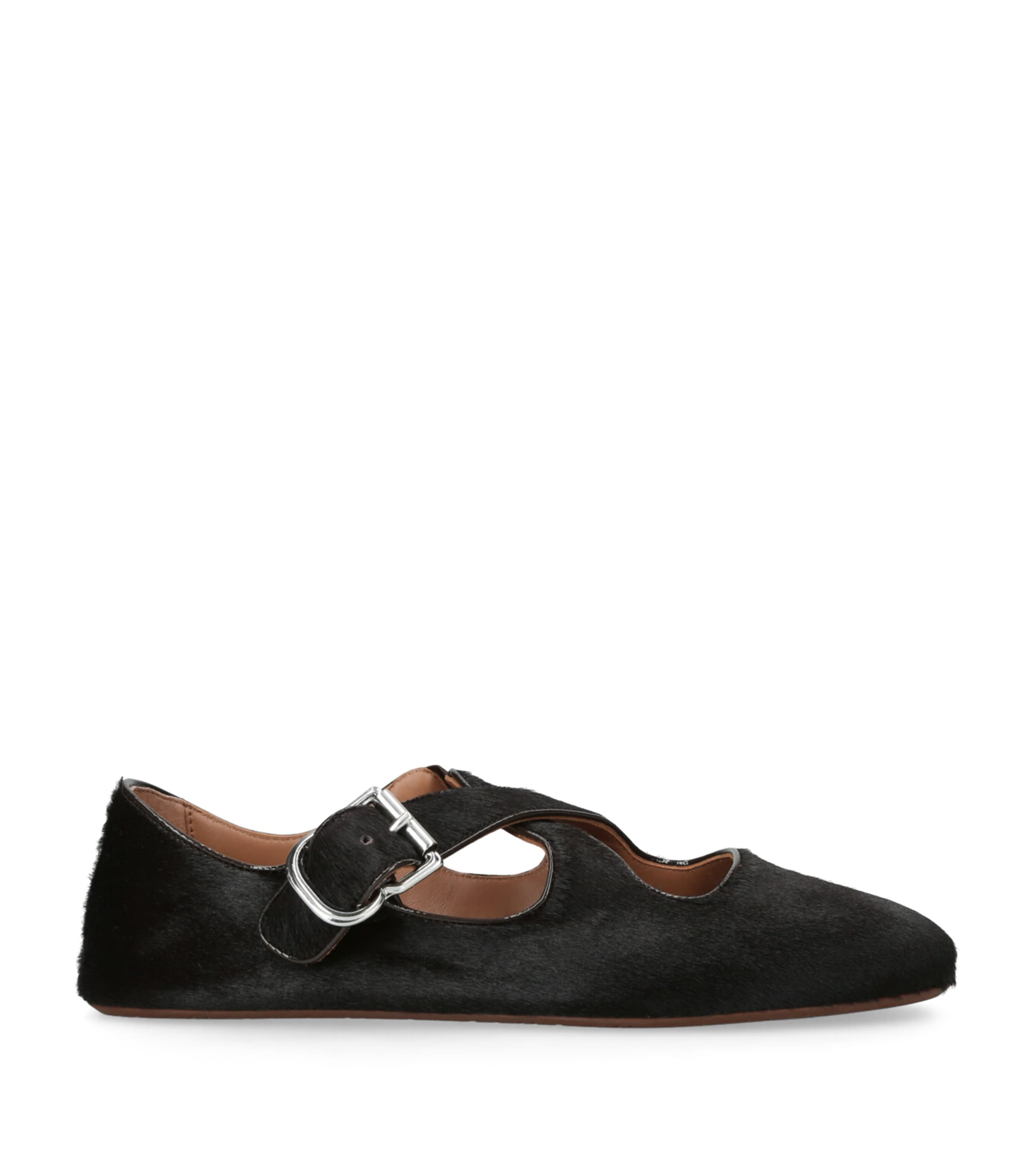 Pony Hair Criss-Cross Ballet Flats