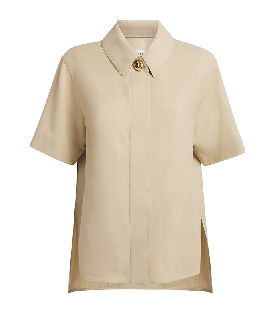 Joseph Womens Short-Sleeve Volu Shirt Powder