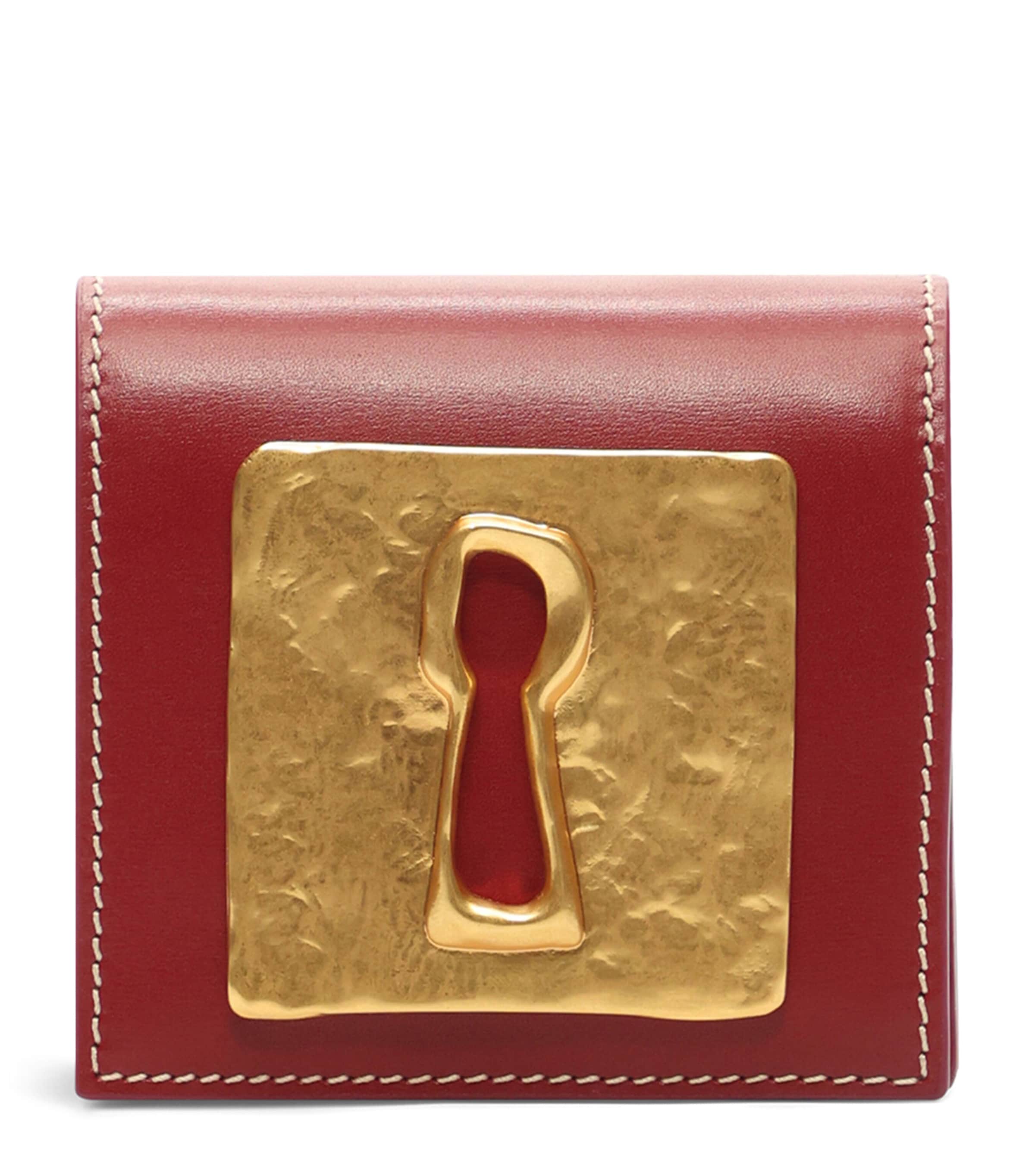 Schiaparelli Mini Leather Keyhole Clutch Bag Red