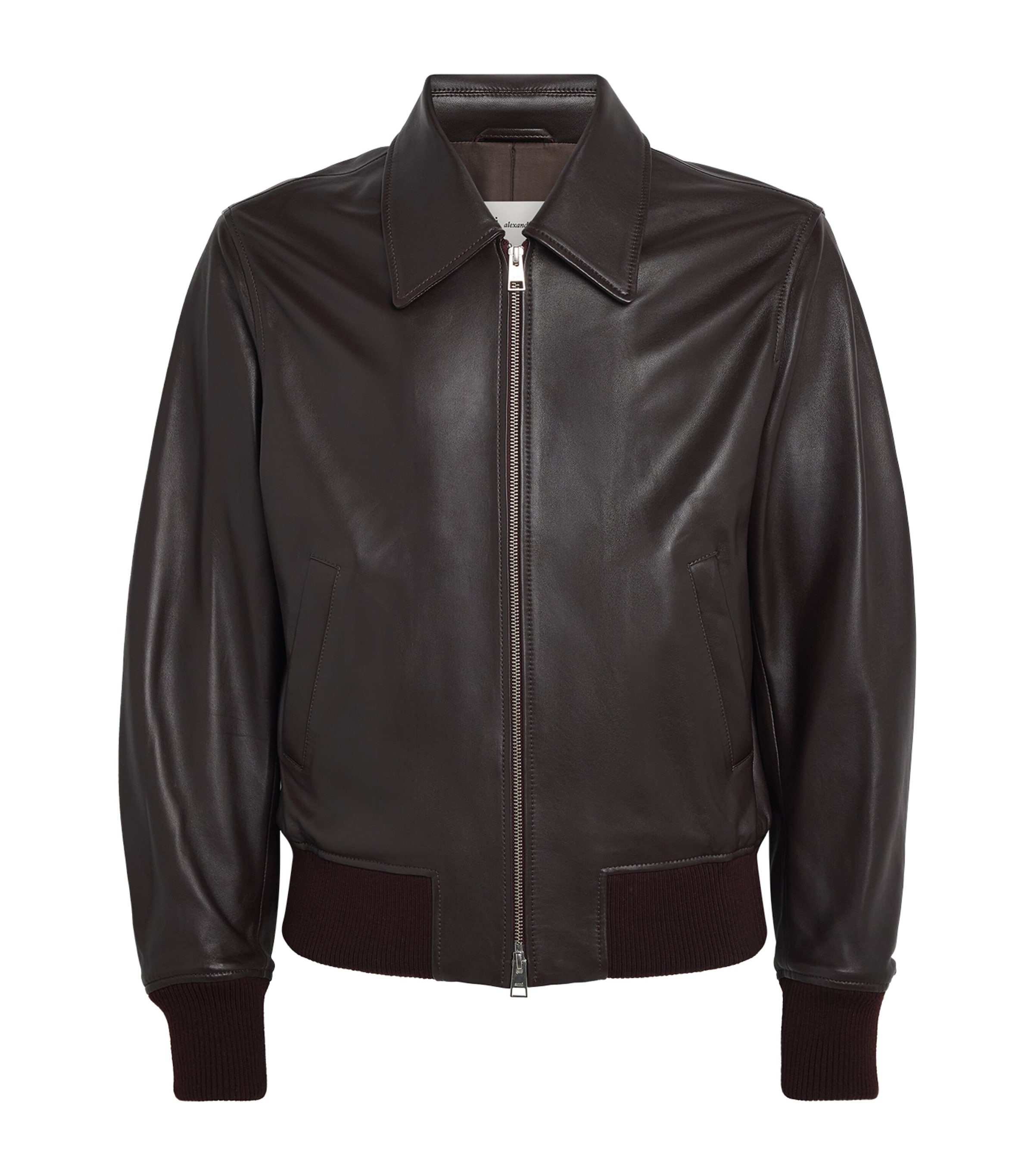 AMI Paris Mens Leather Jacket Cerise Foncee