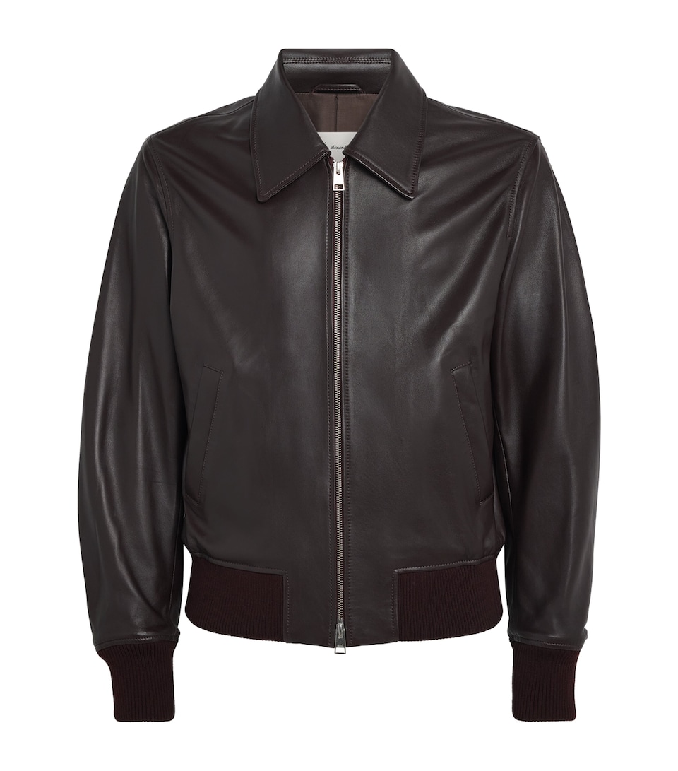 AMI Paris Mens Leather Jacket Cerise Foncee