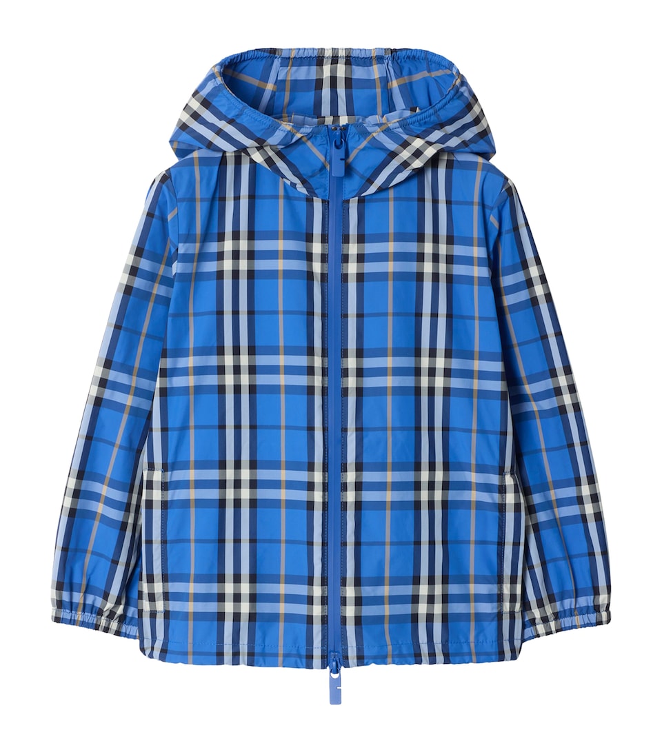 Burberry Kids Nylon Check Hooded Jacket (3-12 Years) Hyacinth Blue Ip Chk