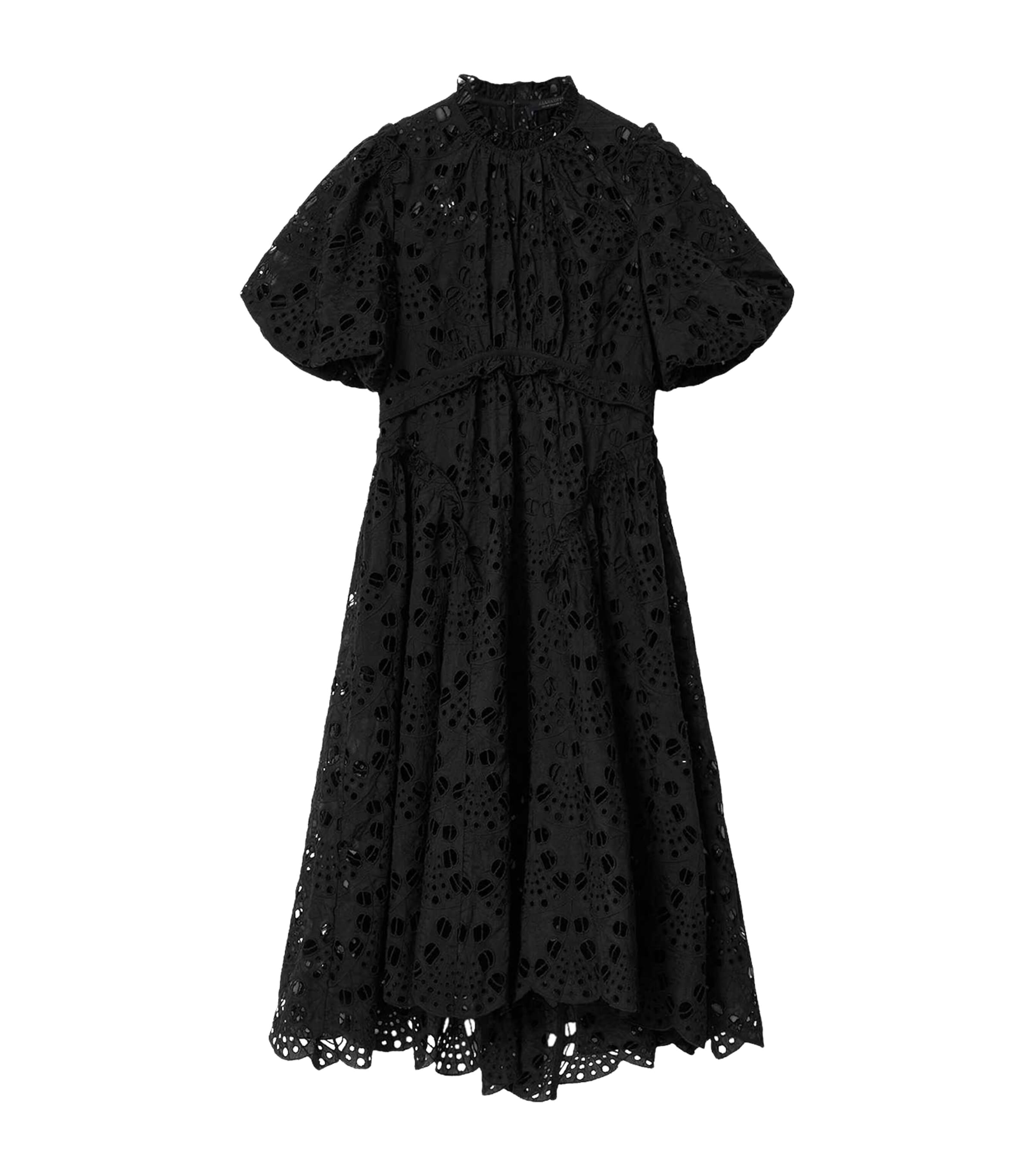 AllSaints Womens Embroidered Odette Maxi Dress Black