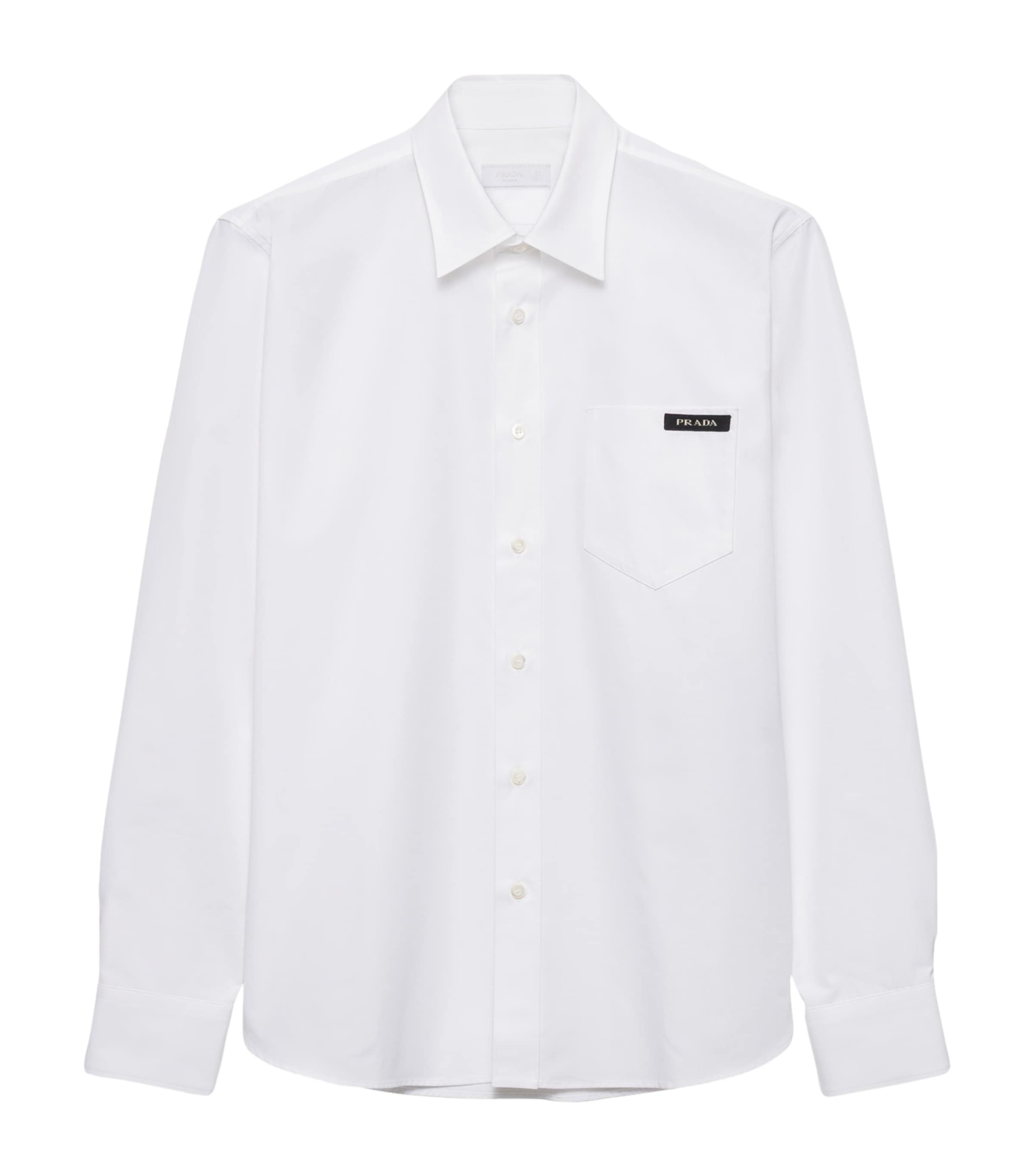 Prada Mens Cotton Logo Shirt White