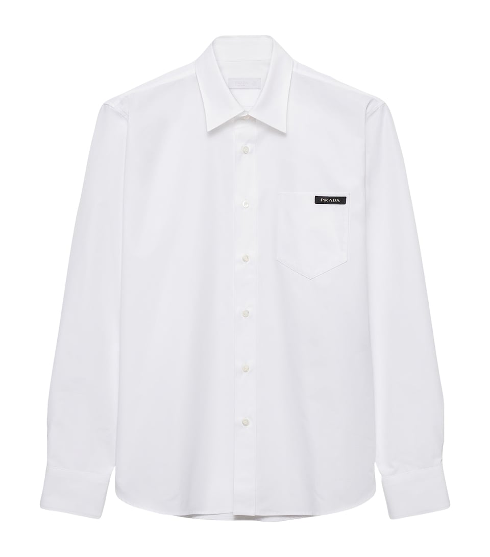 Prada Mens Cotton Logo Shirt White