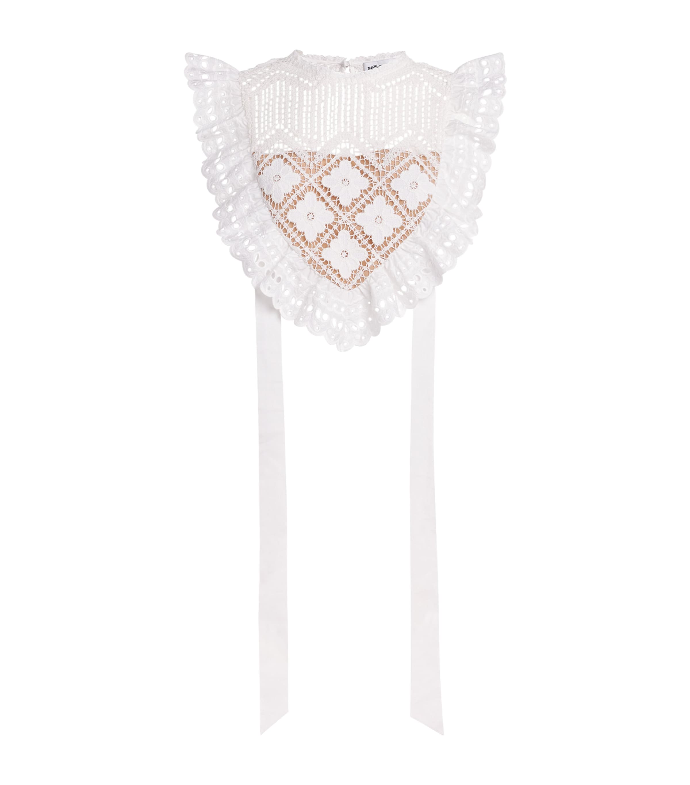 Self-Portrait Womens Crochet Lace Blouse White