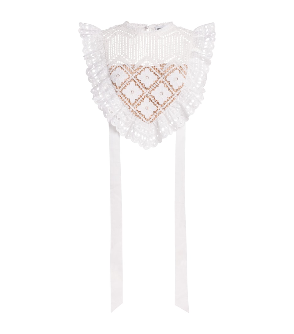 Self-Portrait Womens Crochet Lace Blouse White