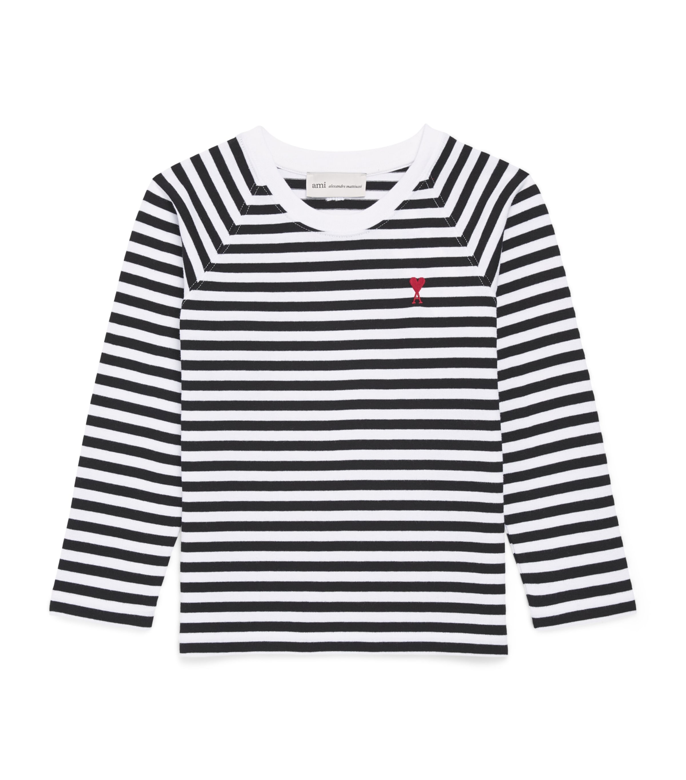 AMI Paris Cotton Stripe Long-Sleeve T-Shirt (4-12 Years) : Noir/blanc