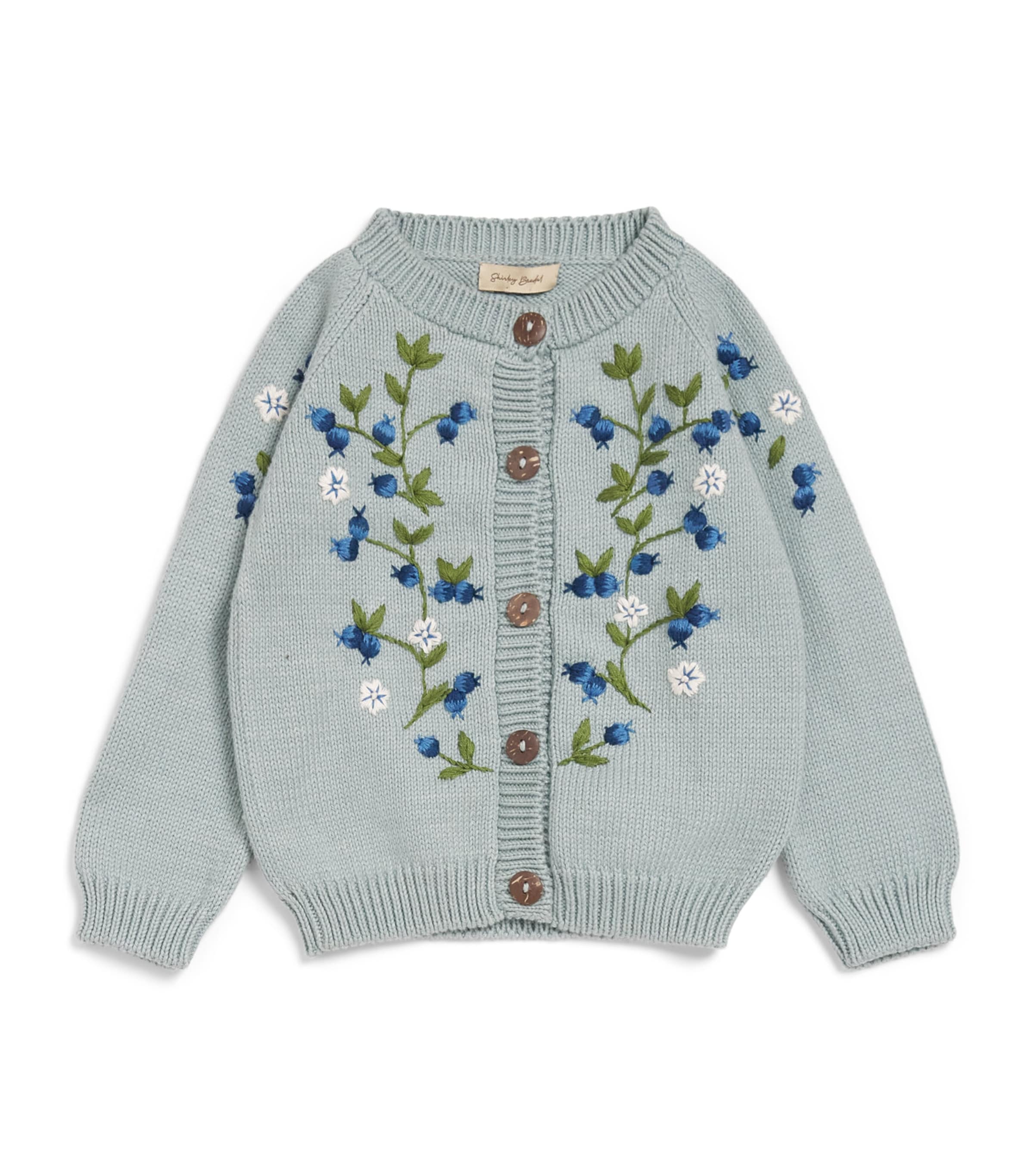 Shirley Bredal Cotton Embroidered Blueberry Cardigan (12 Months - 4 Years) Db Duck Blue