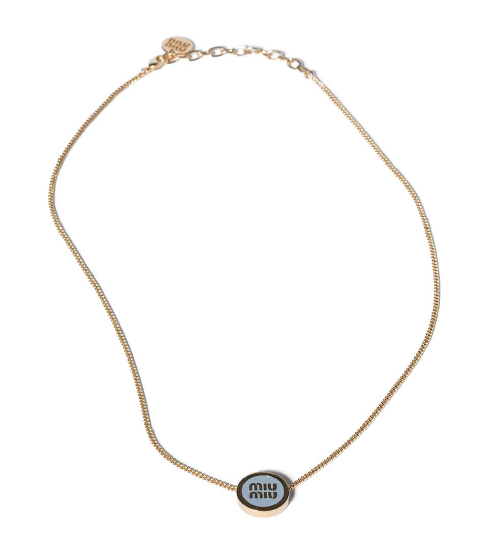Miu Miu Enamel Logo Necklace
