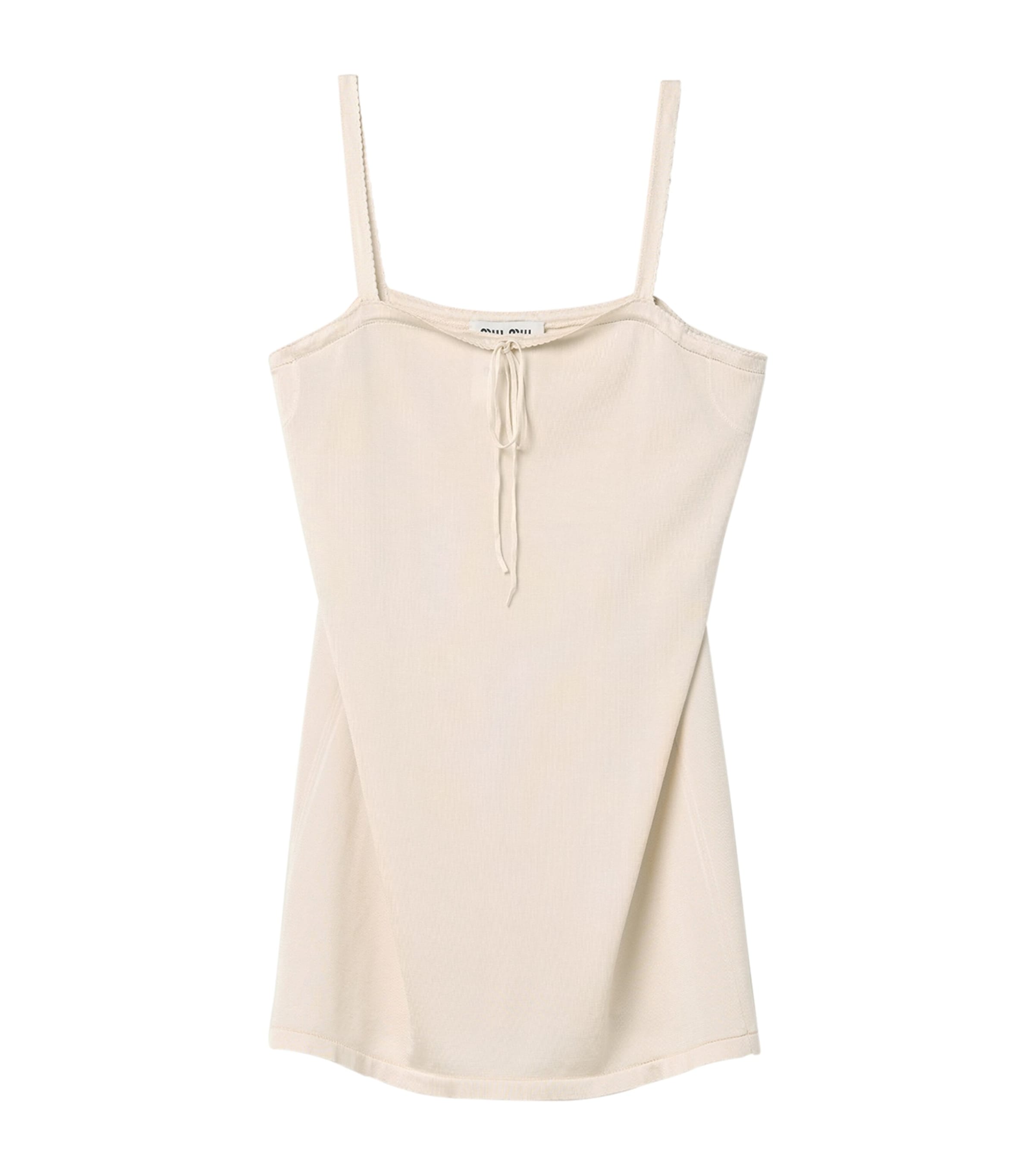 Miu Miu Womens Silk Slip Mini Dress Neutral