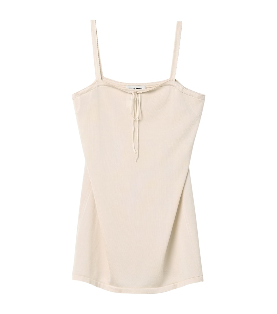 Miu Miu Womens Silk Slip Mini Dress Neutral