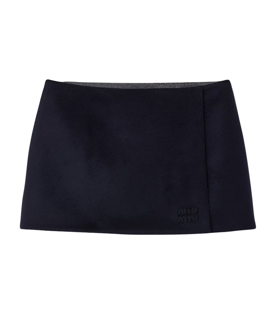 Miu Miu Womens Wool-Cashmere Reversible Mini Skirt