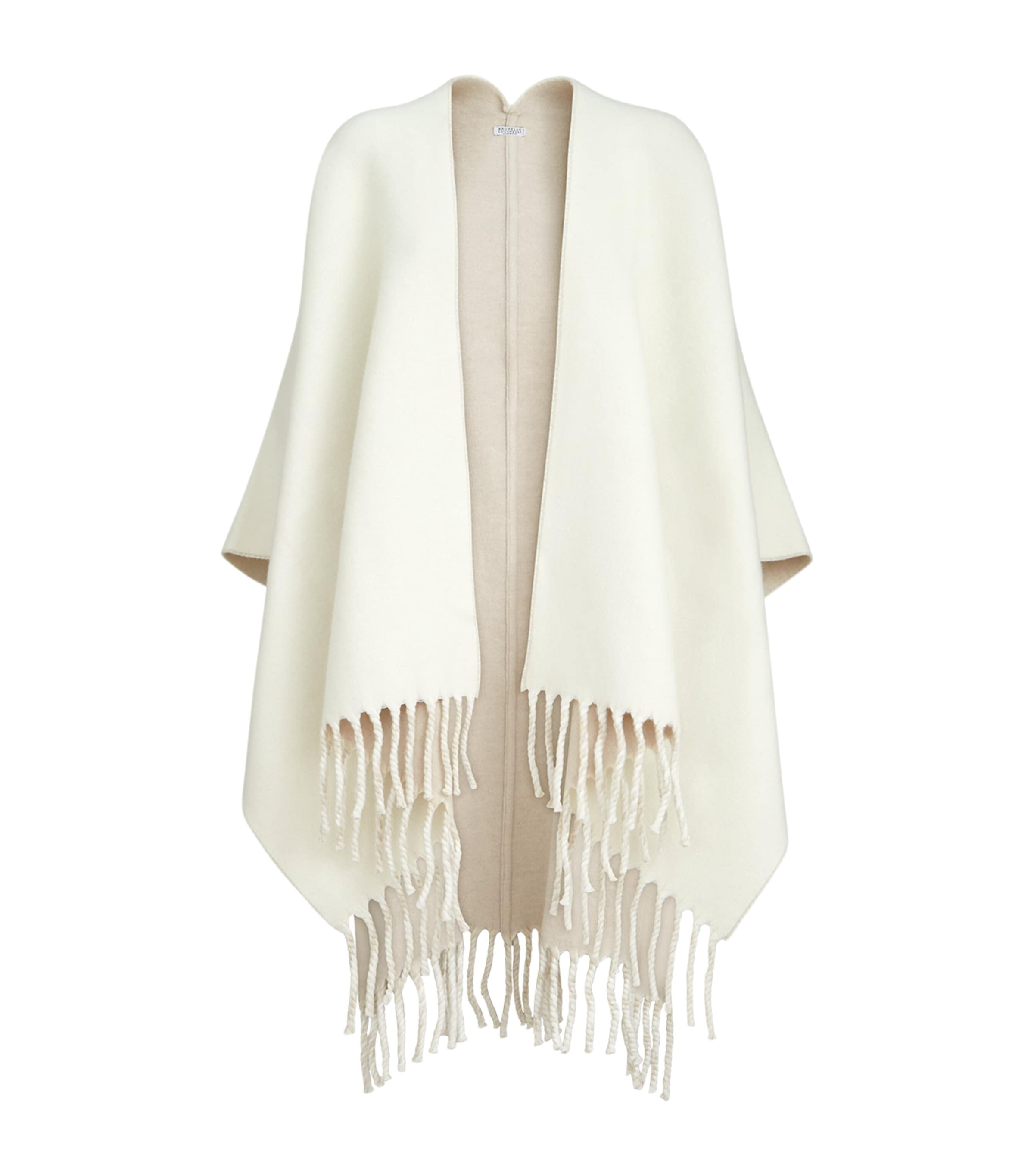 Brunello Cucinelli Womens Wool-Cashmere Reversible Poncho