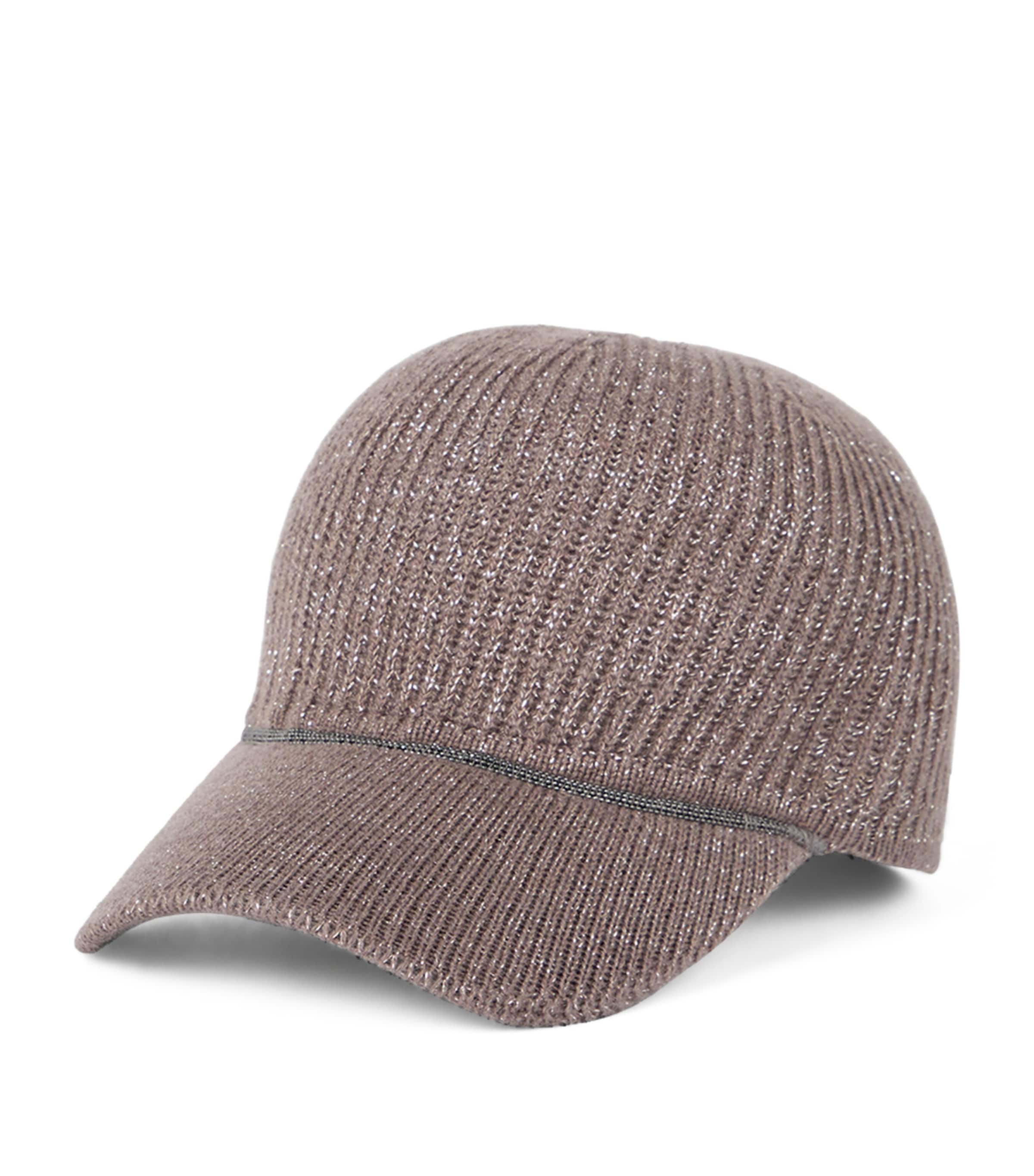 Brunello Cucinelli Brown Cashmere-Blend Monili Baseball Cap Brunello Cucinelli Brown Cashmere-Blend Monili Baseball Cap