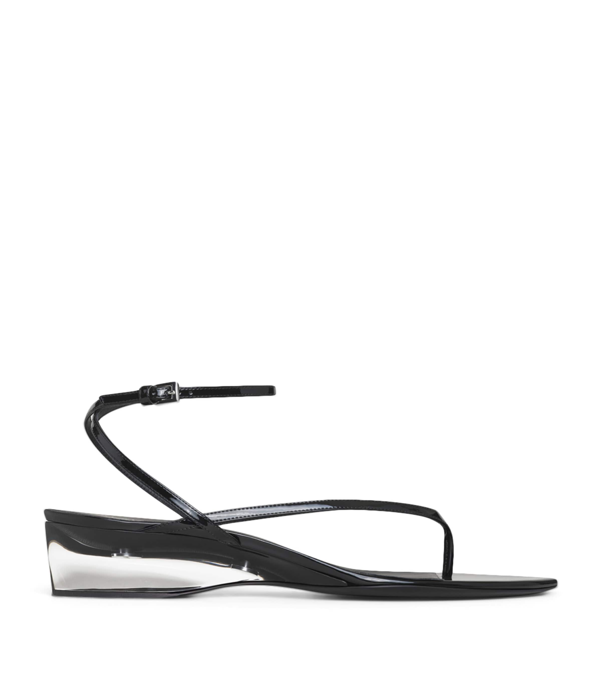 Alaïa Clear Tongs Wedge Heels 30 Noir