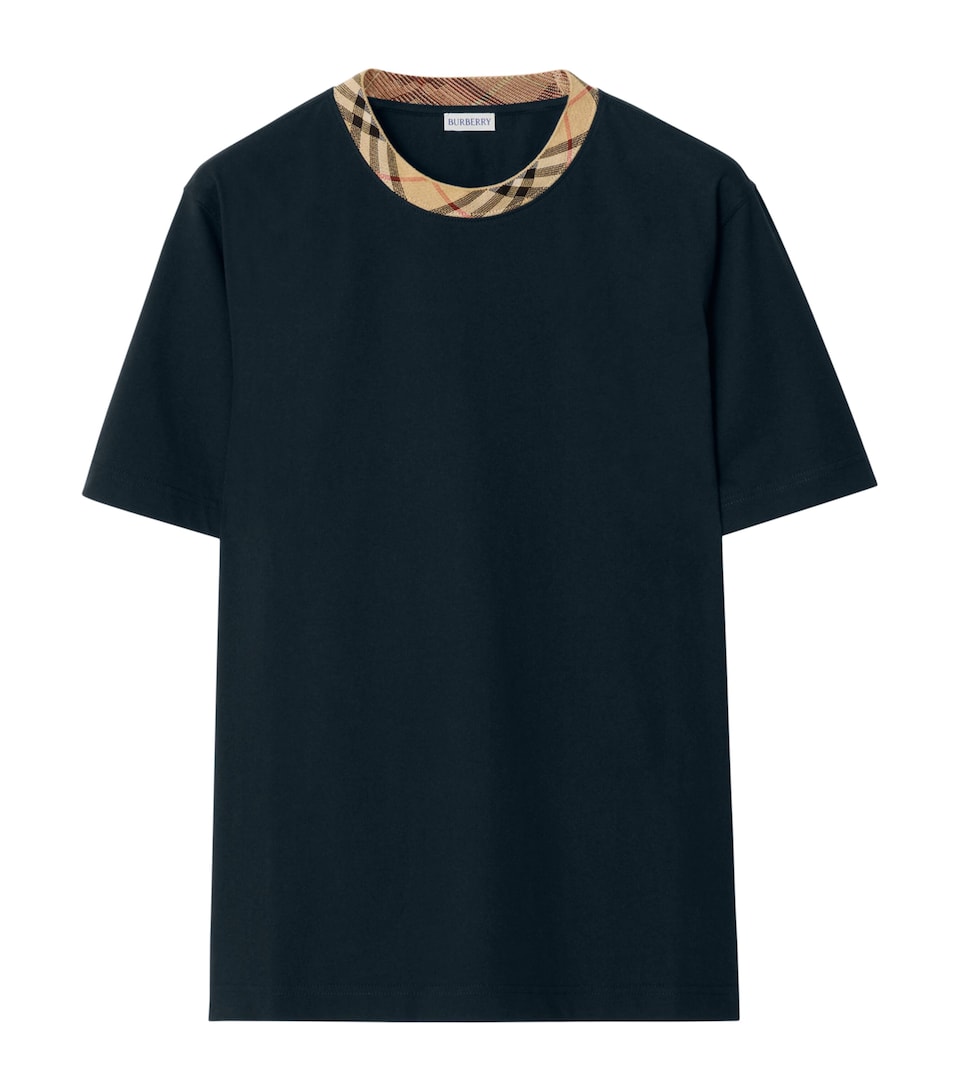Cotton Check-Neckline T-Shirt