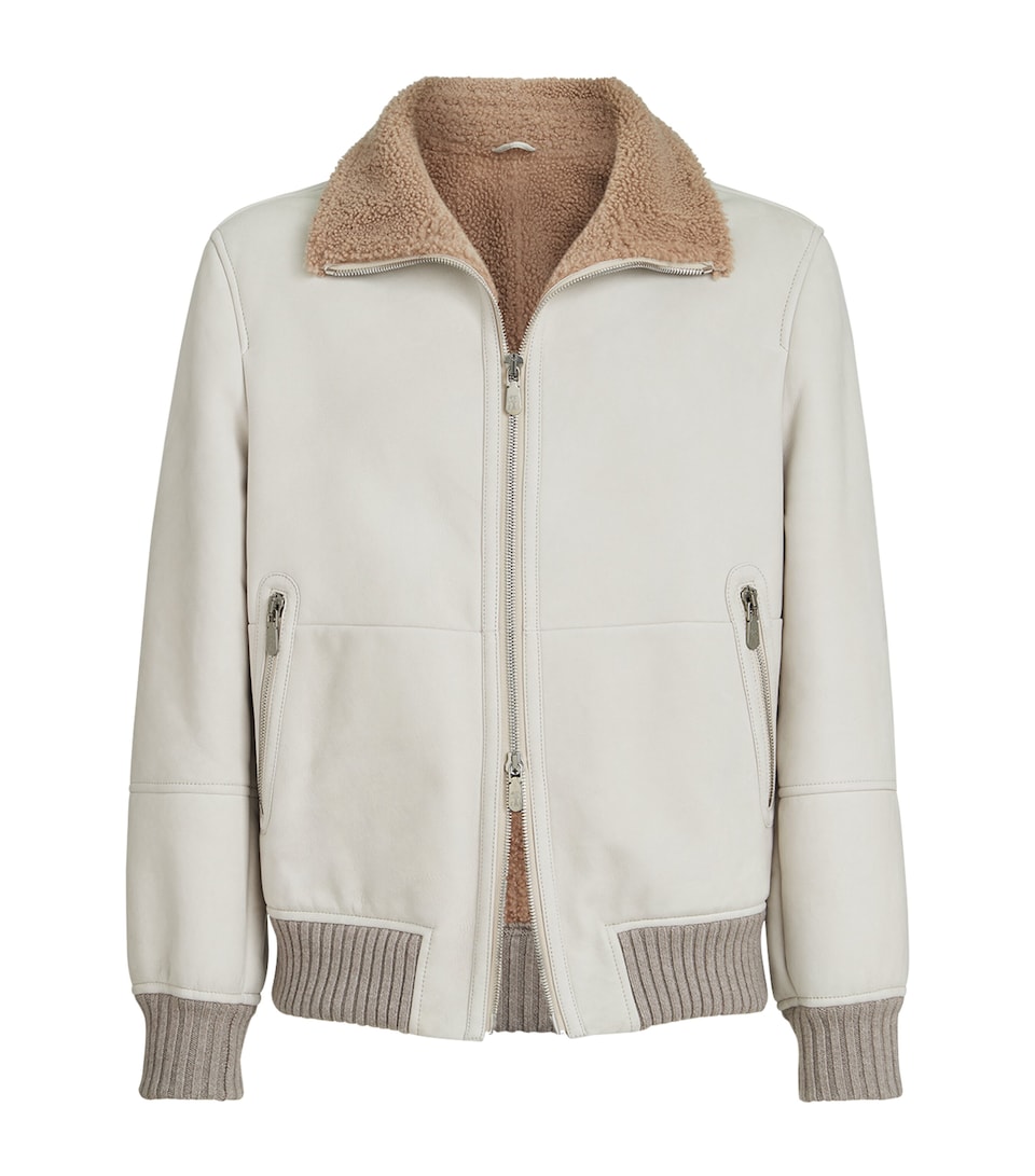 Leather Shearling Bomber Jacket