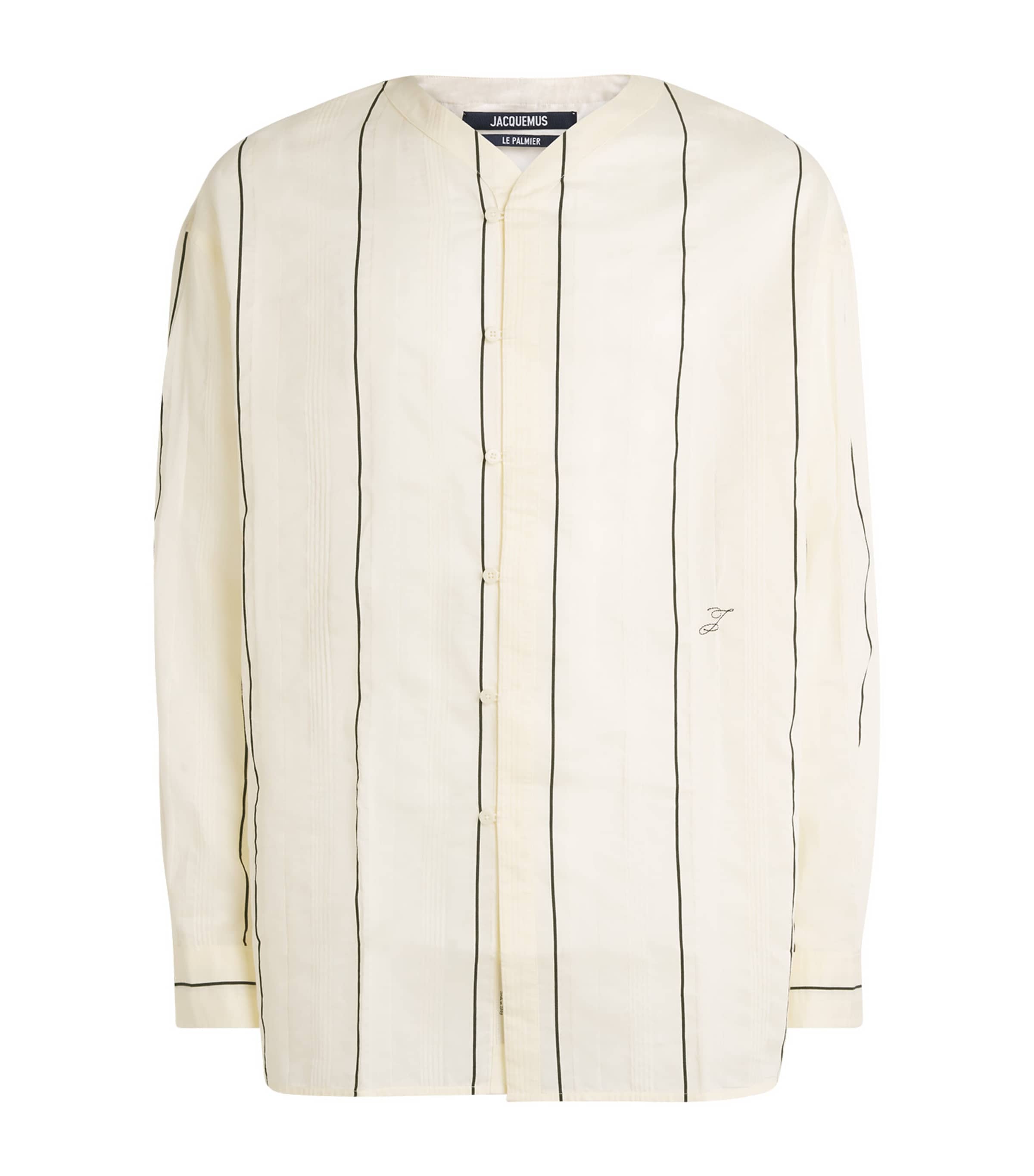 Jacquemus Mens Cotton-Silk Venice Shirt Stripe Wht/blk