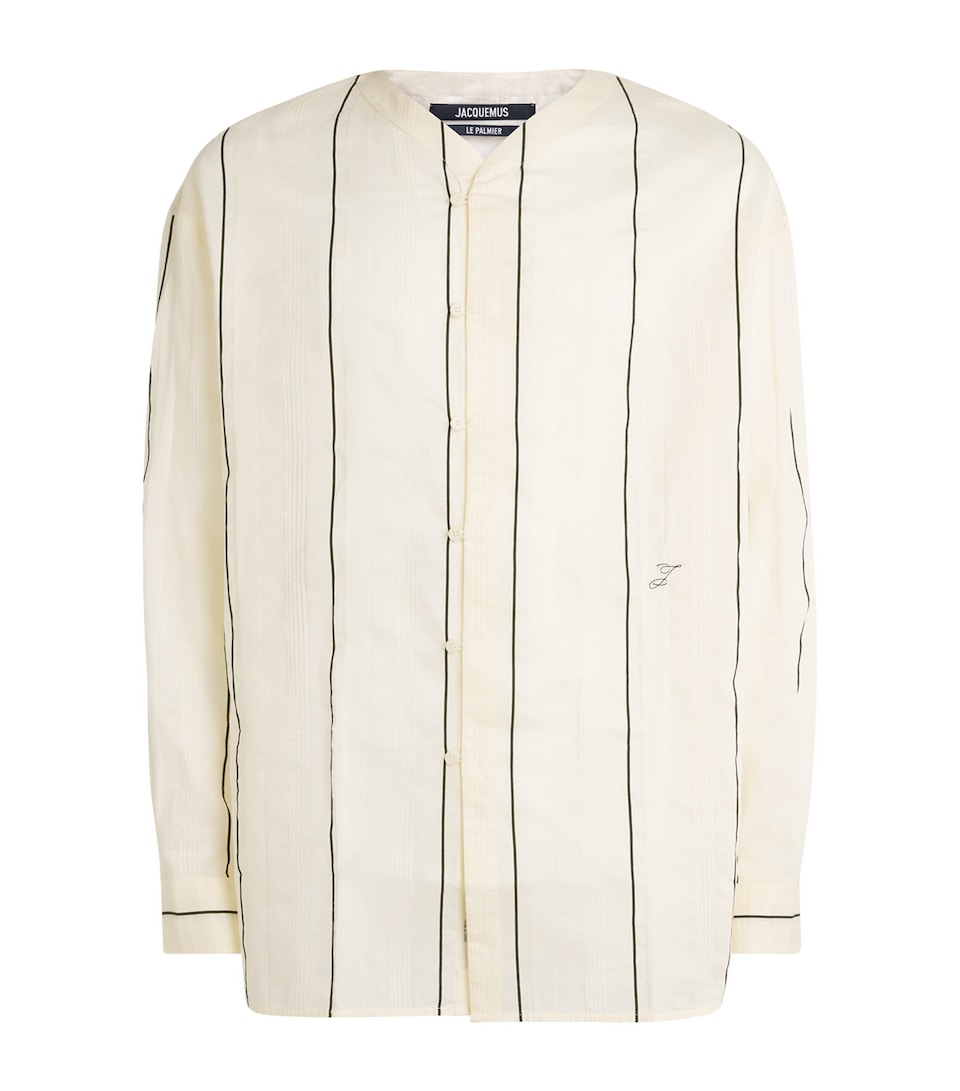 Jacquemus Mens Cotton-Silk Venice Shirt Stripe Wht/blk