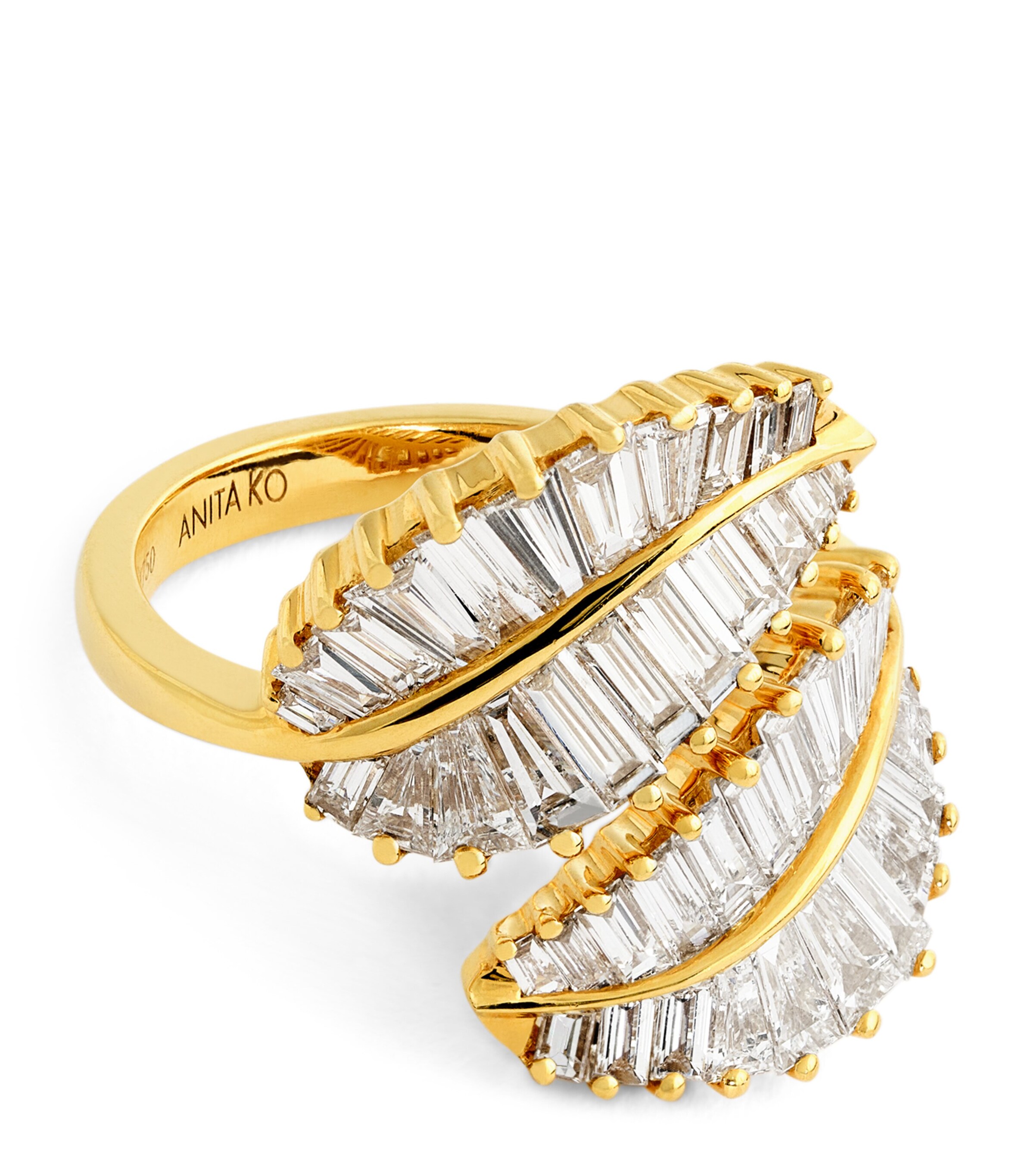 Yellow Gold and Diamond Palm Leaf Ring