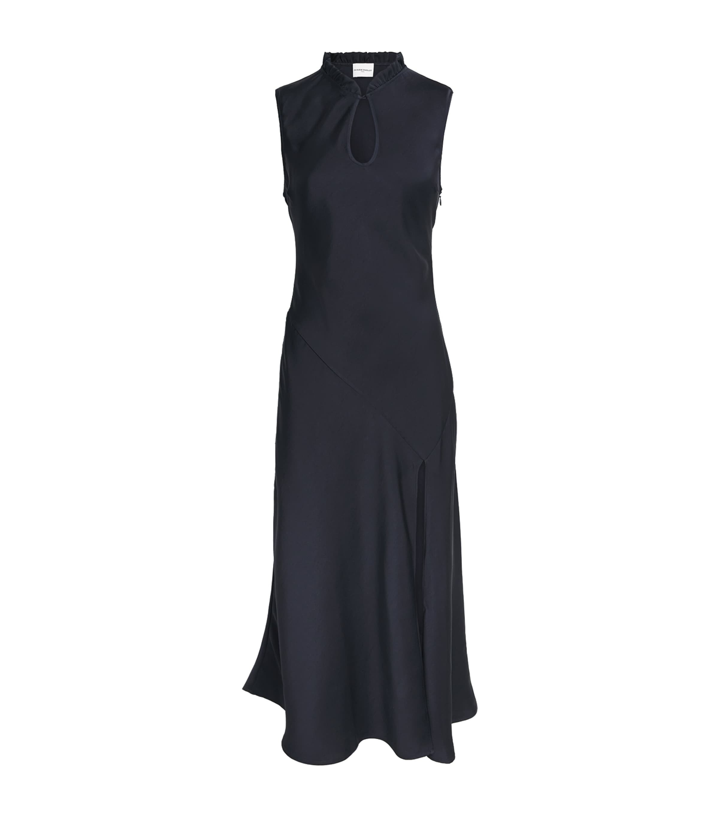 Claudie Pierlot Womens Satin Ruffle Maxi Dress Navy