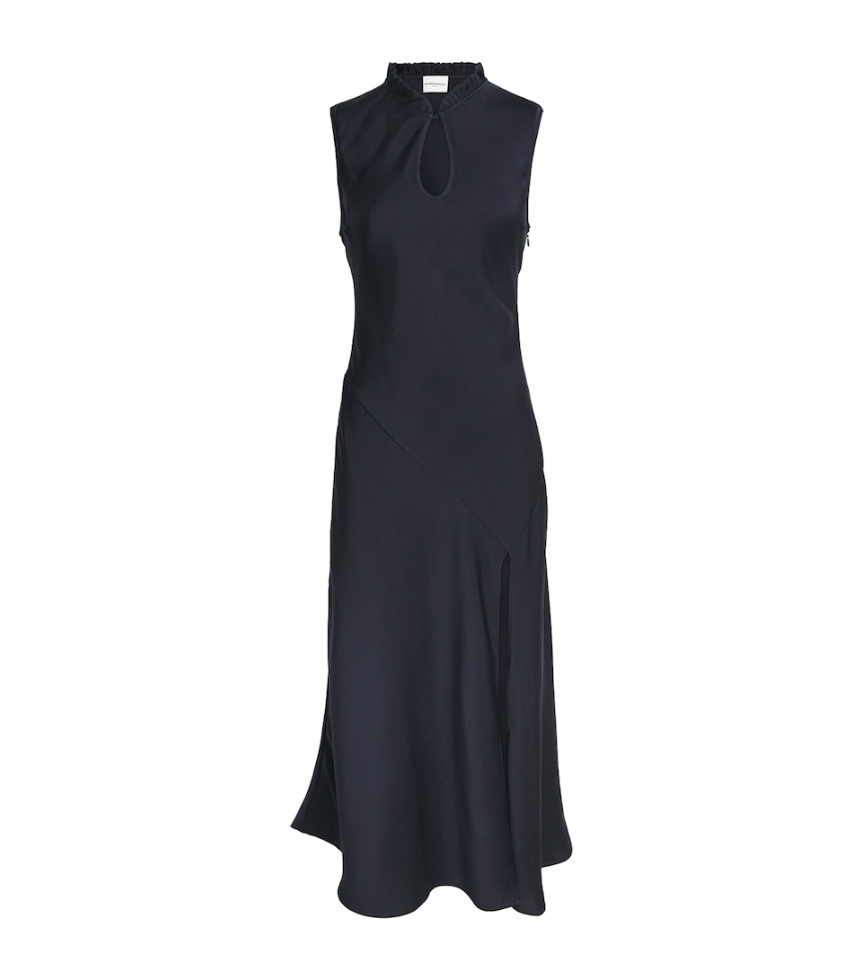 Claudie Pierlot Womens Satin Ruffle Maxi Dress Navy