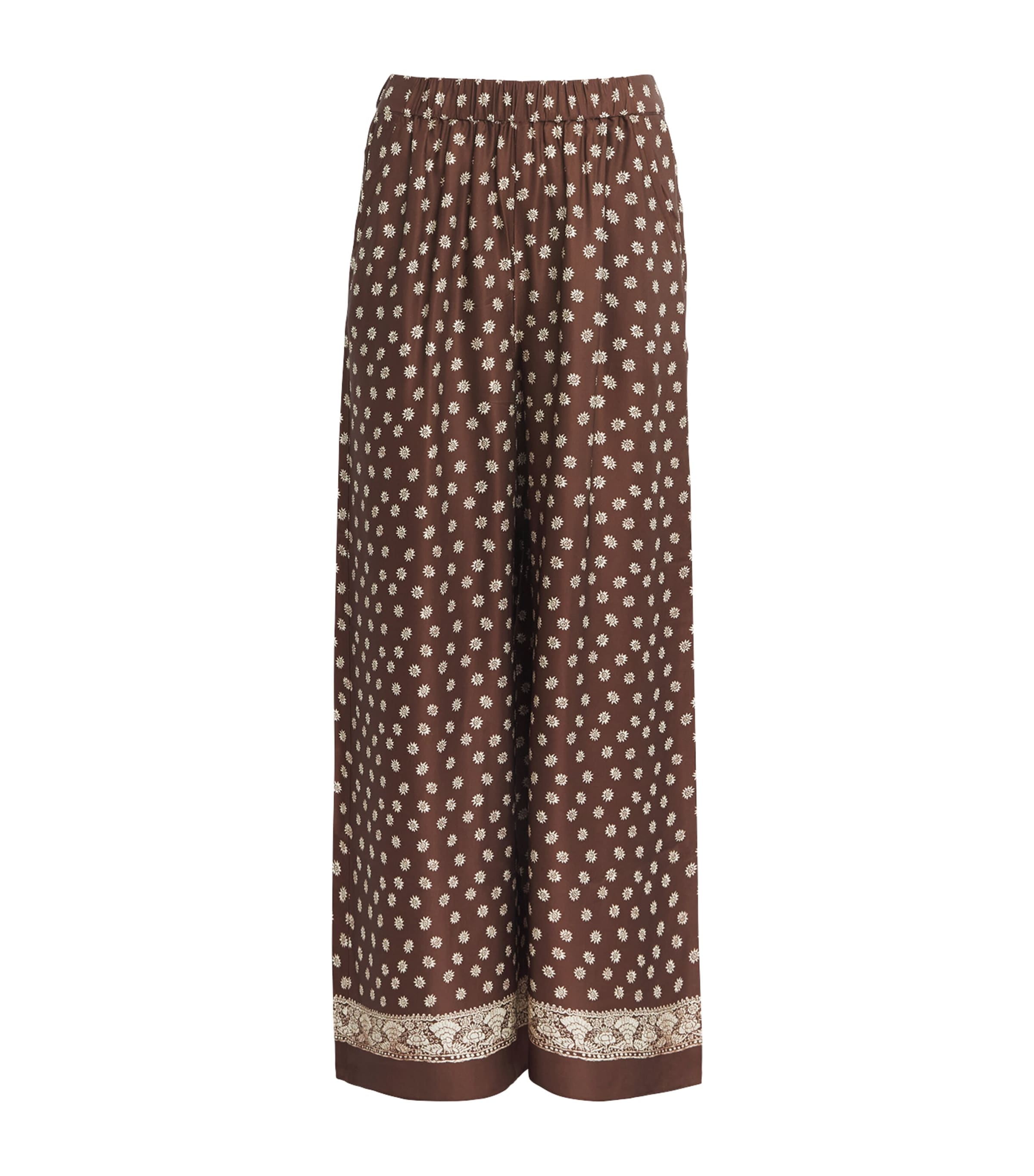 Claudie Pierlot Womens Printed Wide-Leg Trousers Dark Print