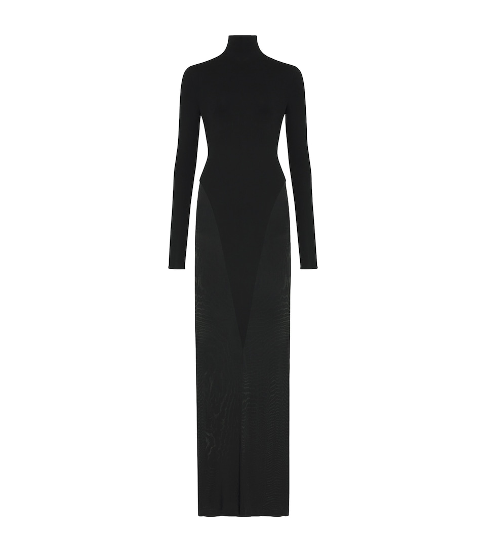 Alaïa Womens Jersey High-Neck Maxi Dress Black