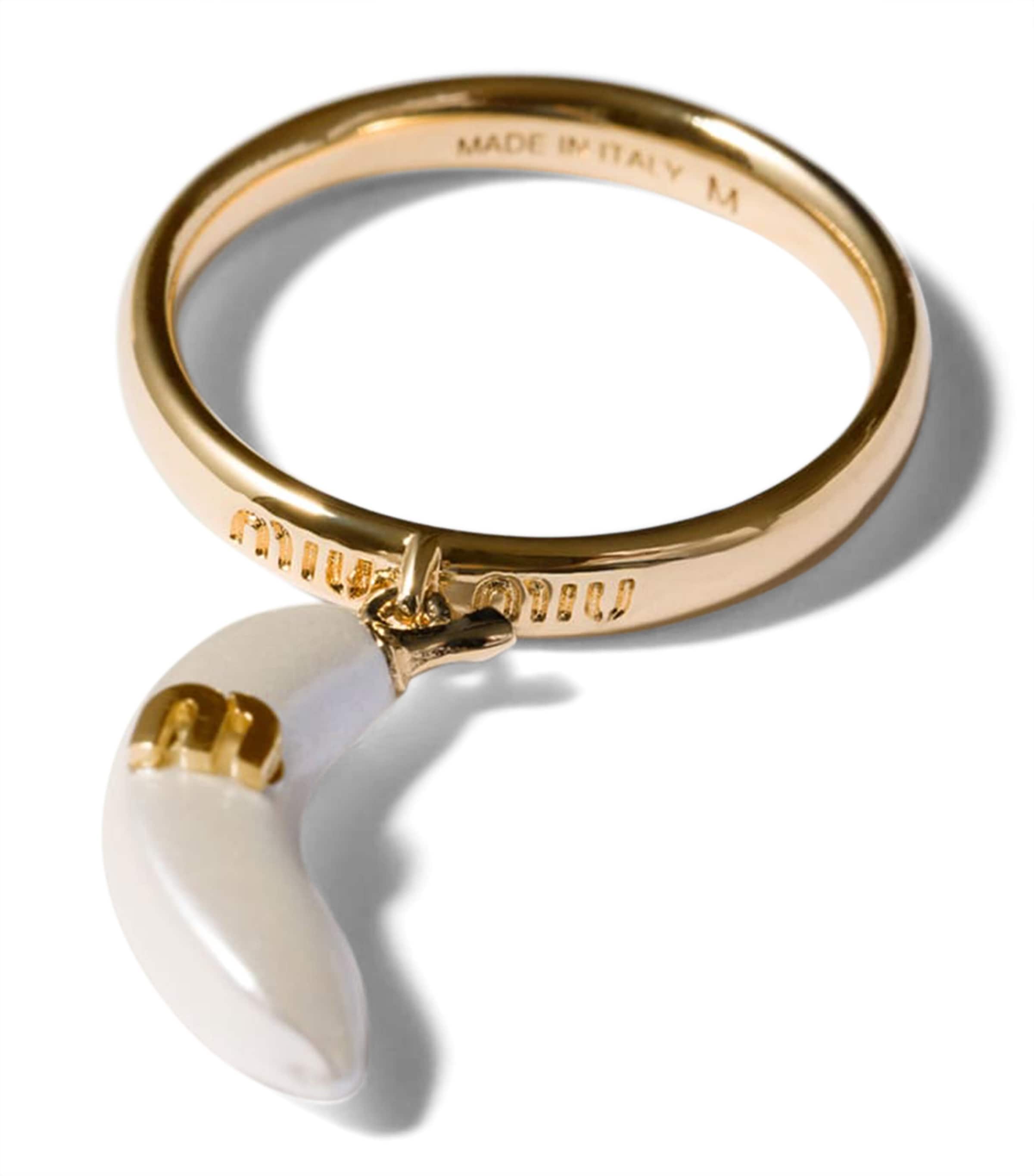 Miu Miu Pearl-Effect Charm Ring Gold/silver