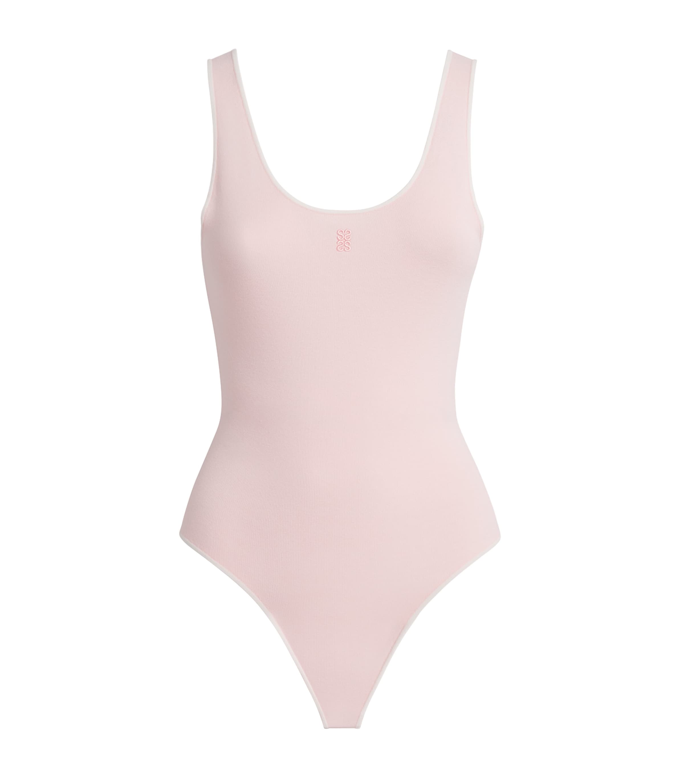 Sandro Paris Womens Knit Scoop-Neck Bodysuit Light Pink