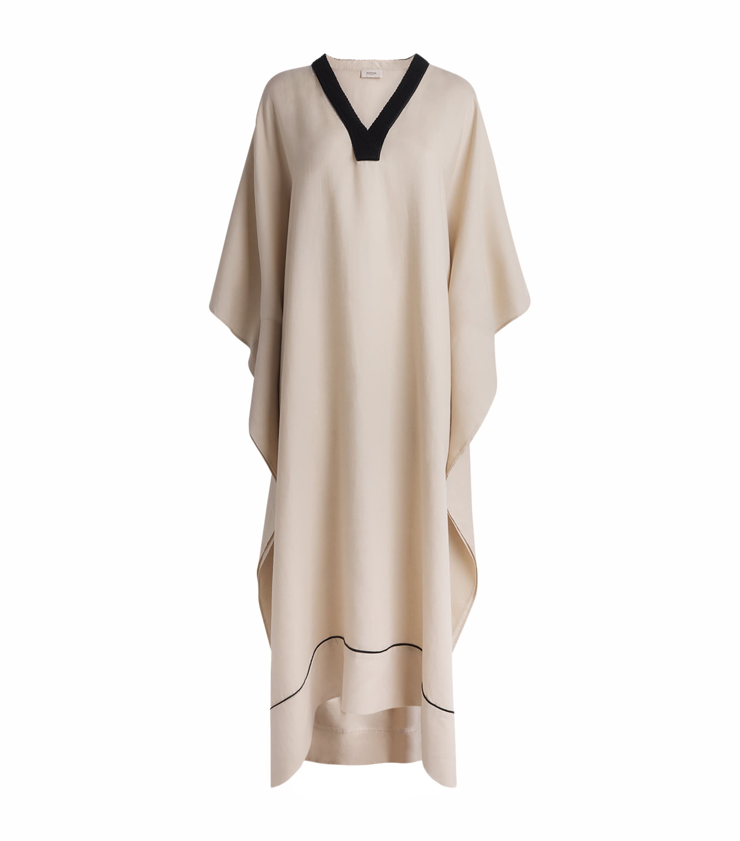 Agnona Womens Linen V-Neck Kaftan Beige
