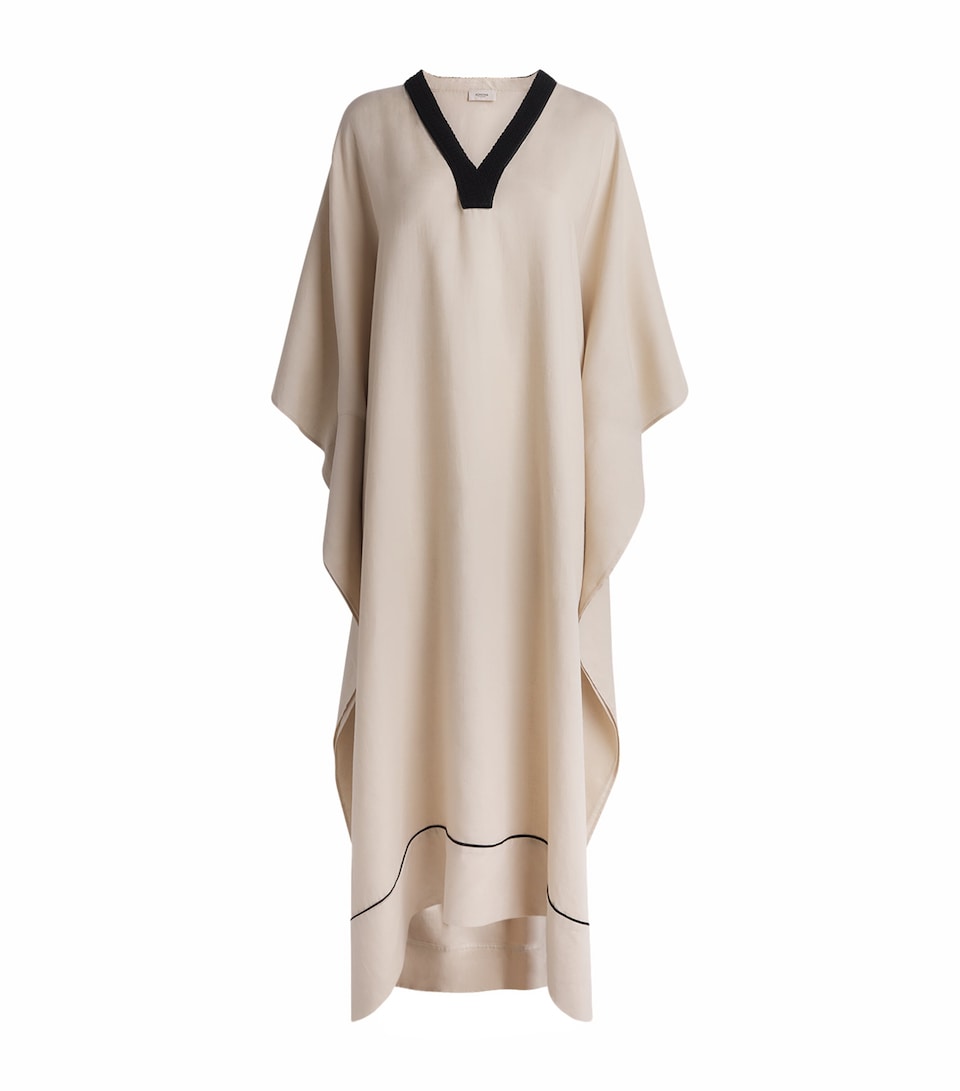 Agnona Womens Linen V-Neck Kaftan Beige