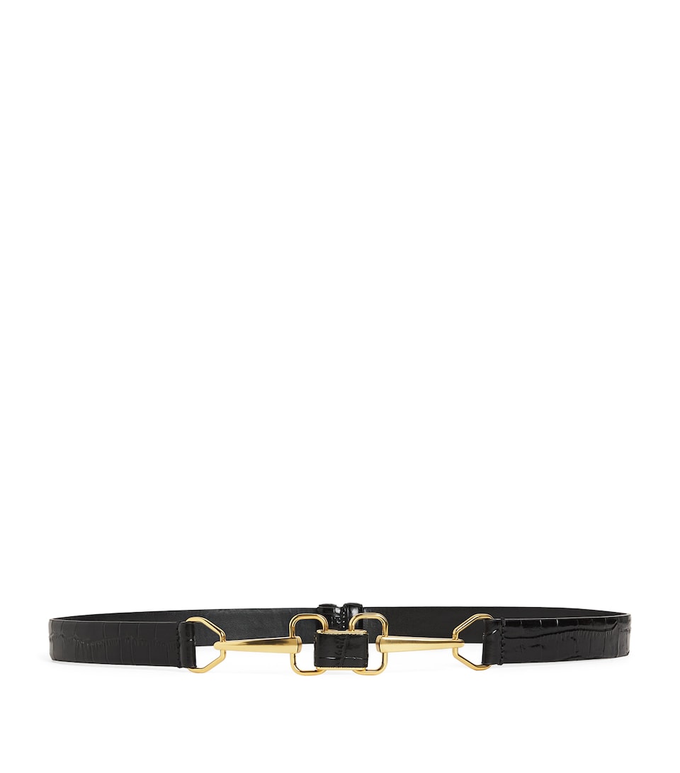 Croc-Effect Leather Belt