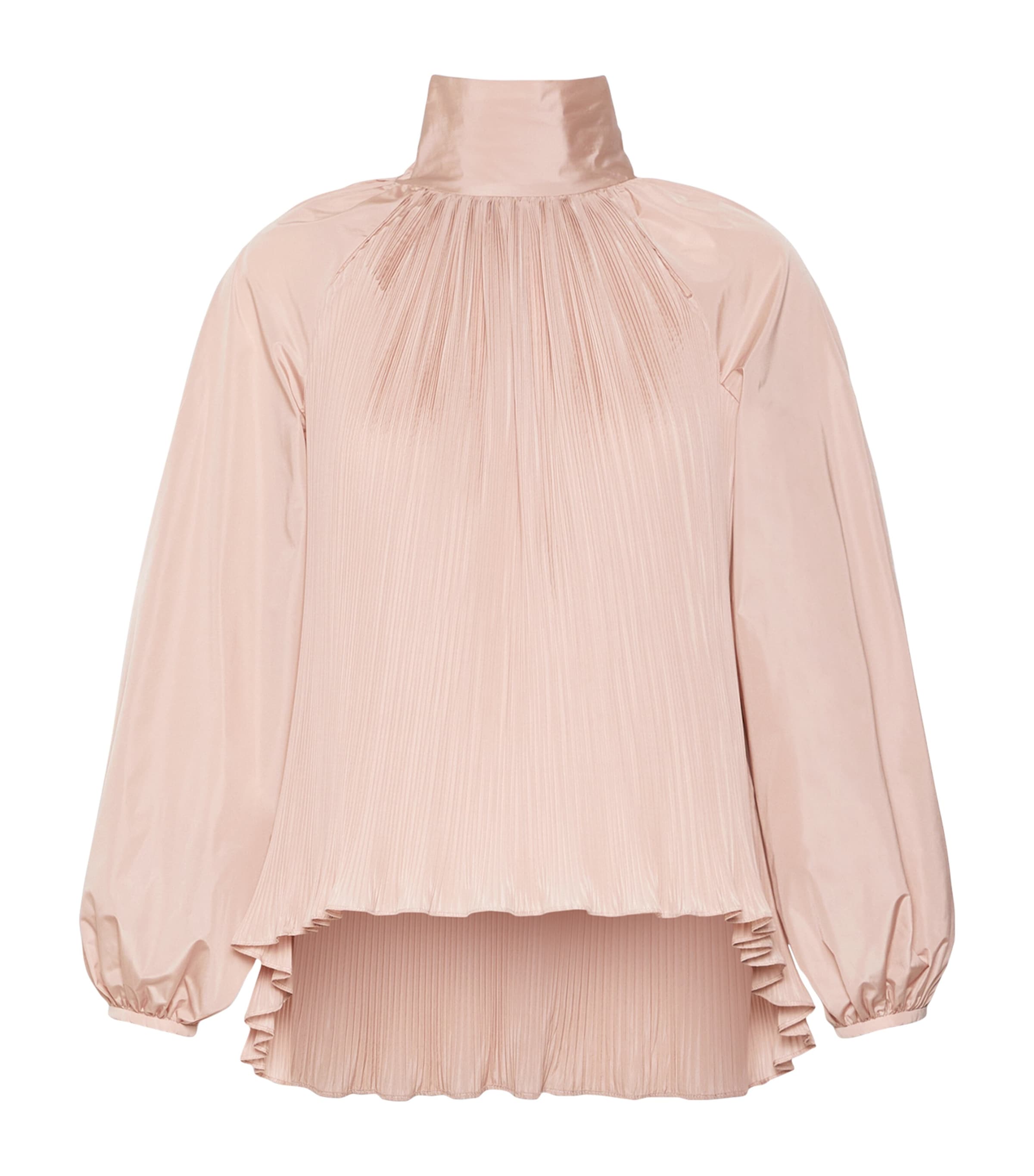 Max Mara Womens Pleated Pussybow Blouse Powder
