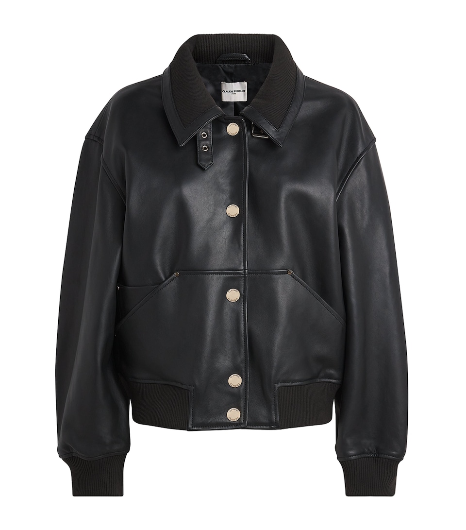 Claudie Pierlot Womens Relaxed Leather Jacket Black