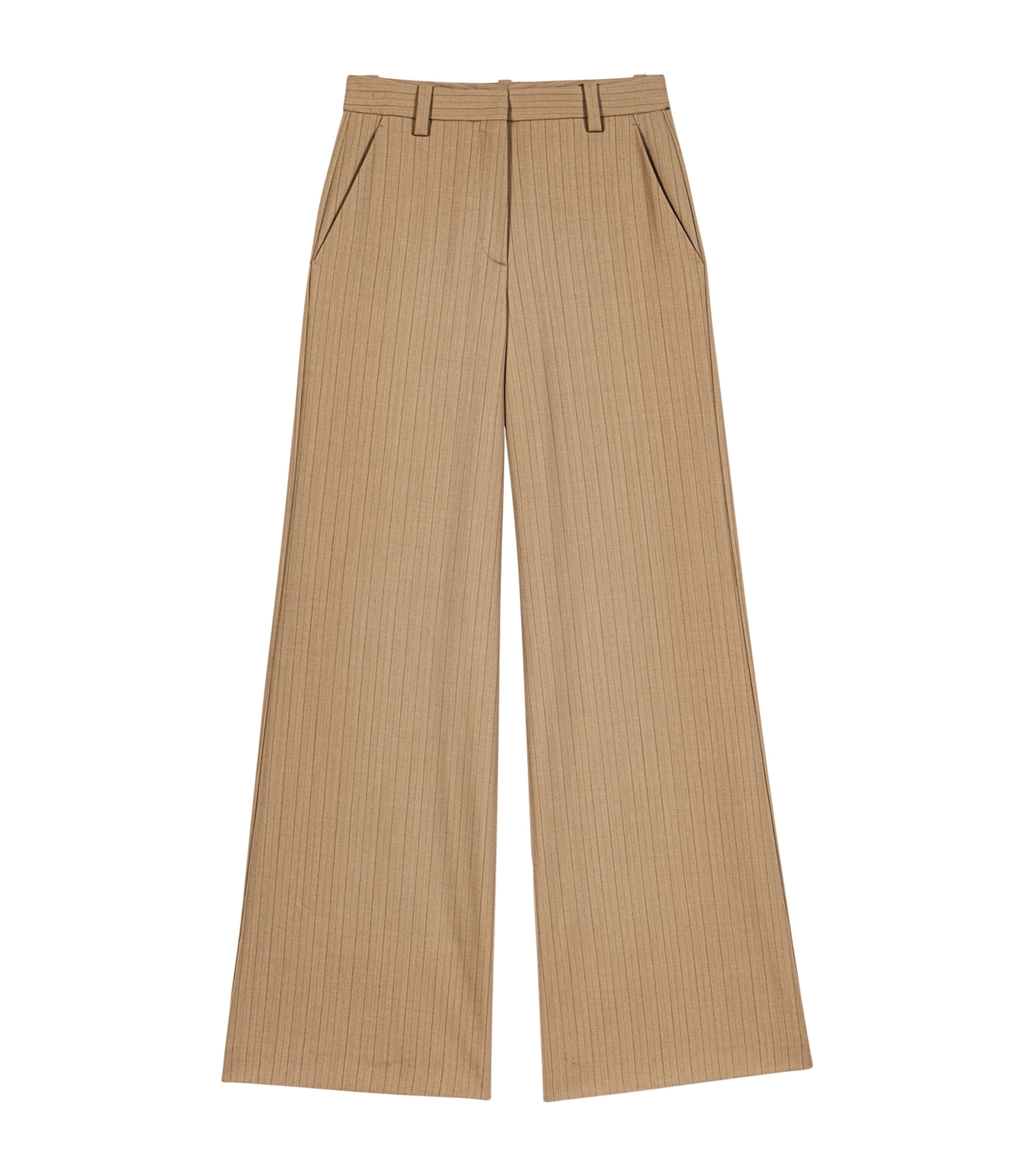 Maje Womens Wool-Blend Wide-Leg Trousers Beige