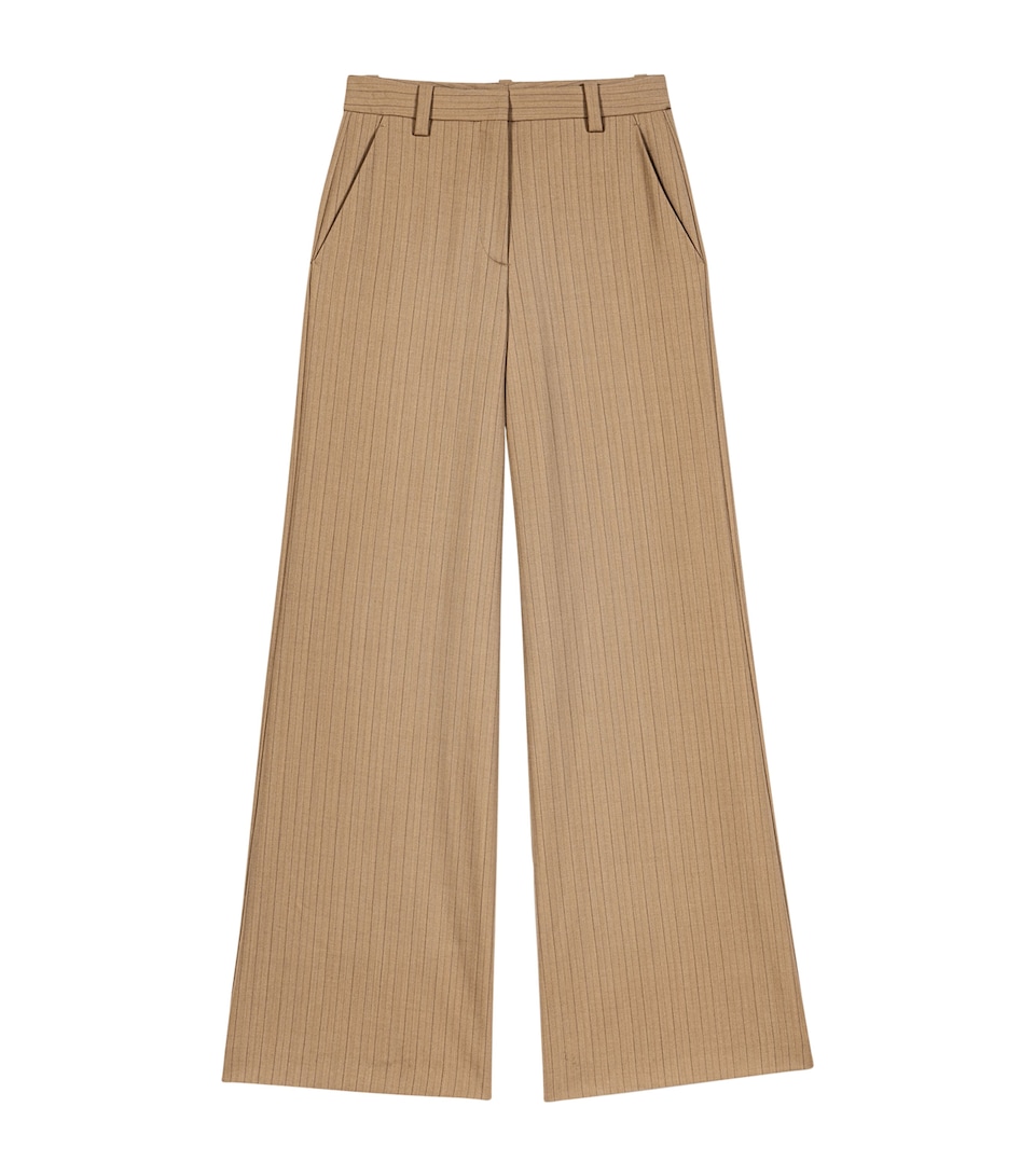 Maje Womens Wool-Blend Wide-Leg Trousers Beige