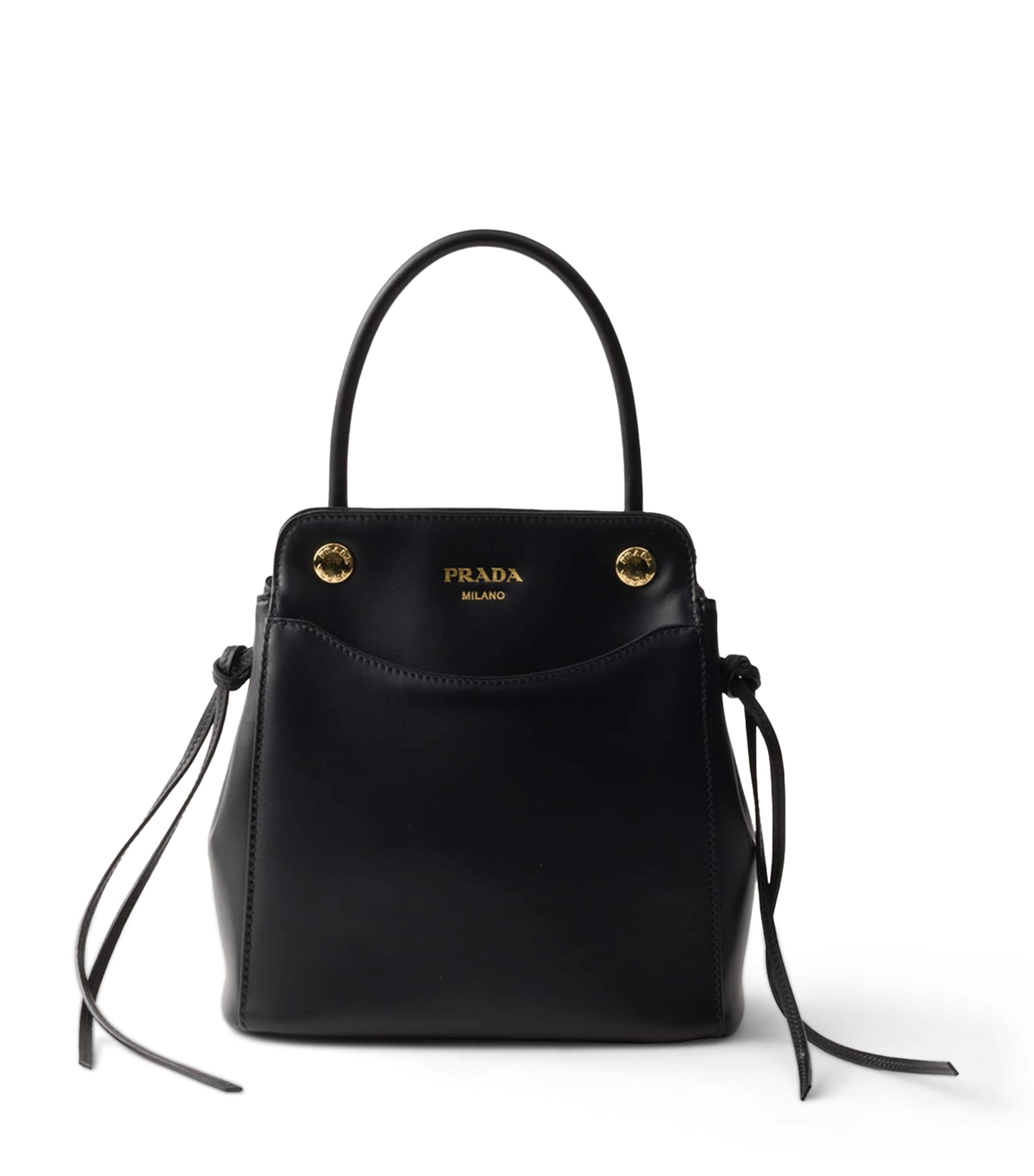Prada Mini Leather Carry Top-Handle Bag Black